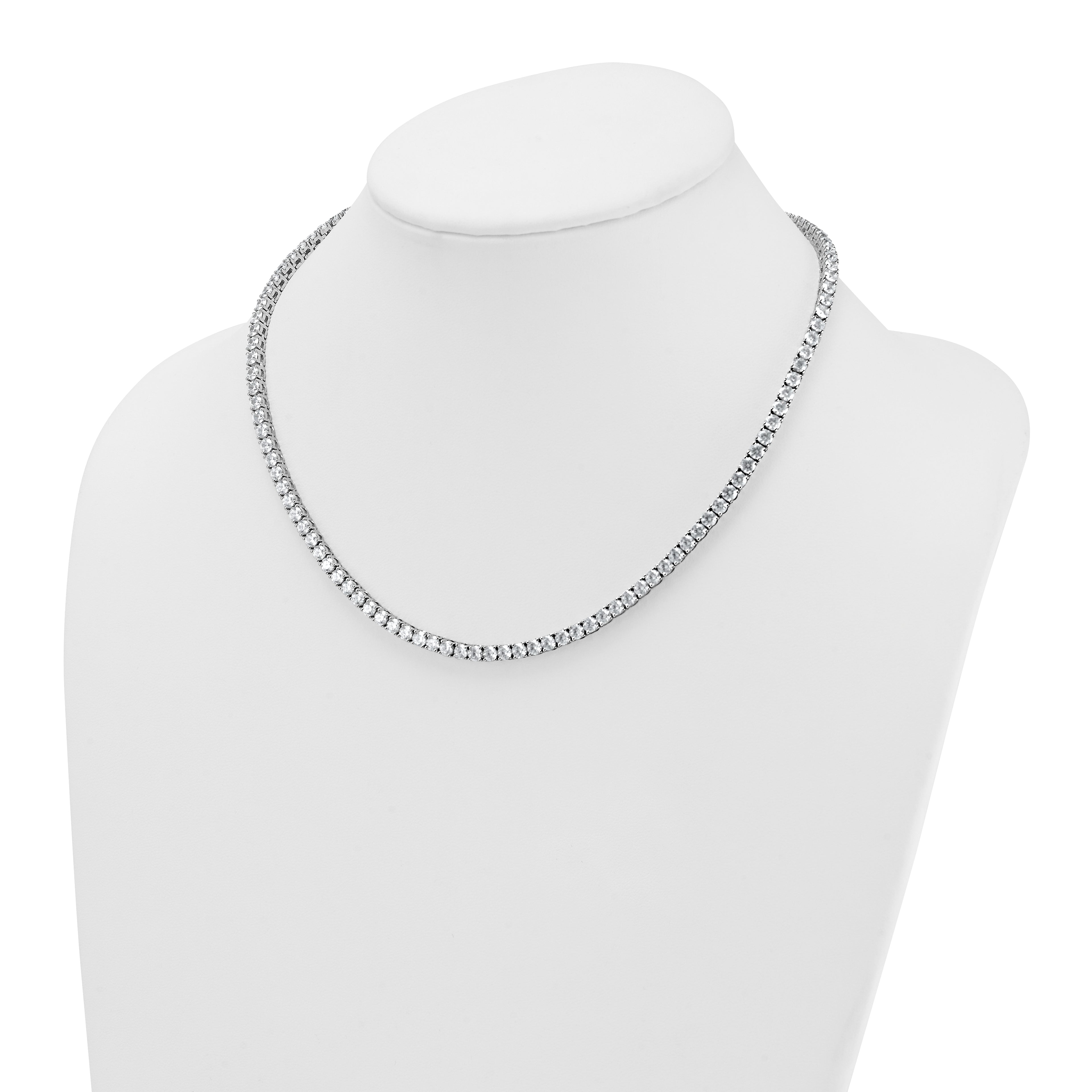 14k White Gold 18 carat Lab Grown Diamond VS/SI+ G+ Complete Round 18 inch Straight Tennis Necklace