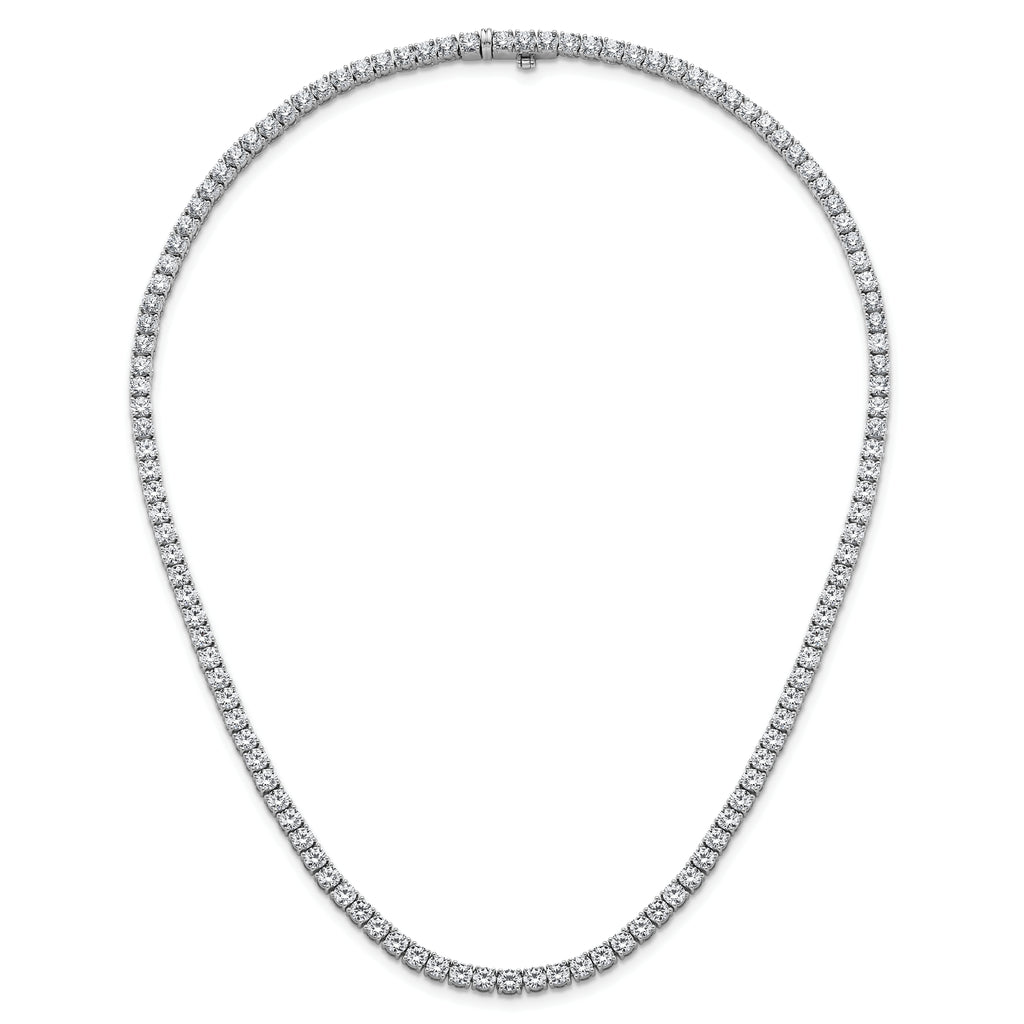 14k White Gold 18 carat Lab Grown Diamond VS+ F+ Complete Round 18 inch Straight Tennis Necklace