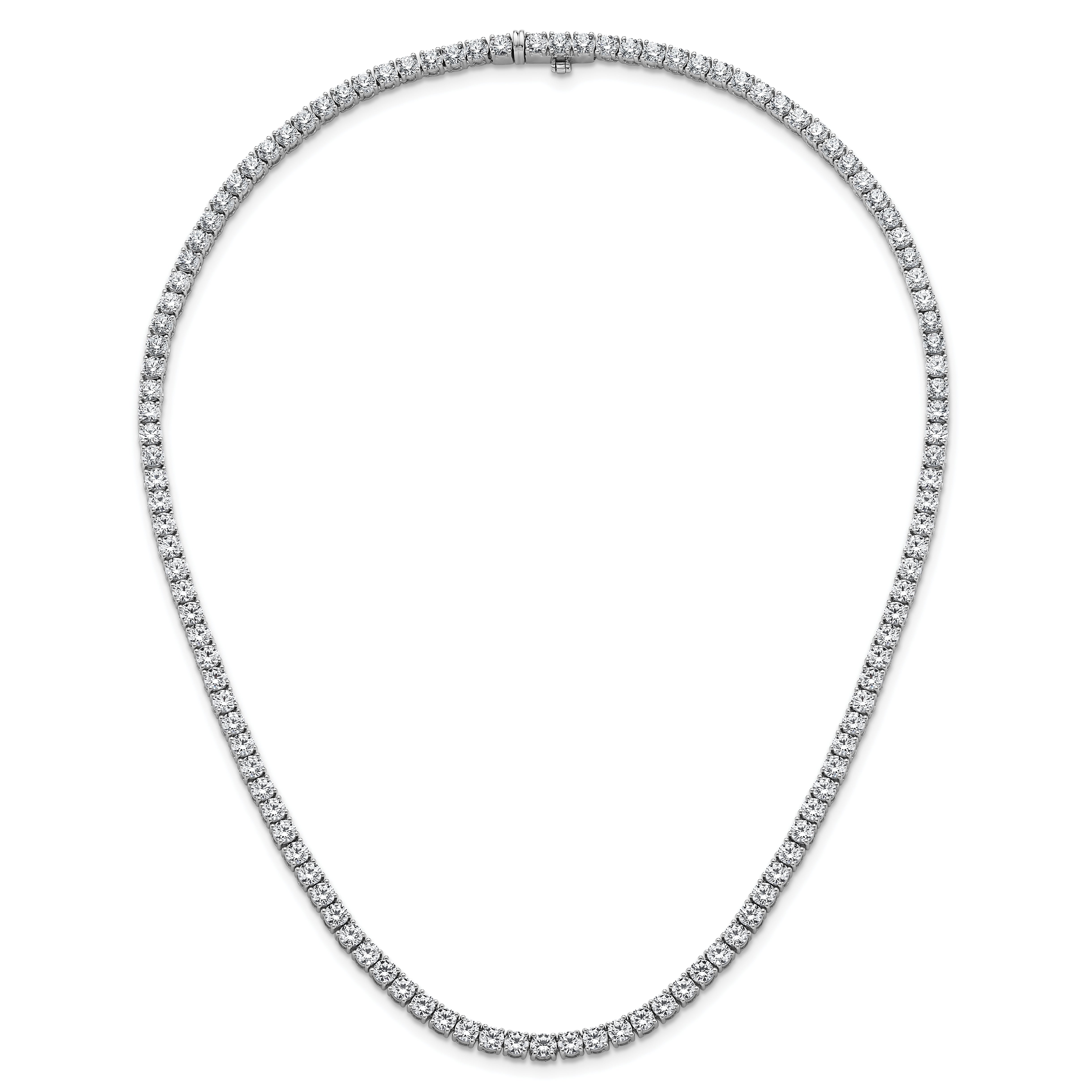 14k White Gold 18 carat Lab Grown Diamond VS/SI+ G+ Complete Round 18 inch Straight Tennis Necklace