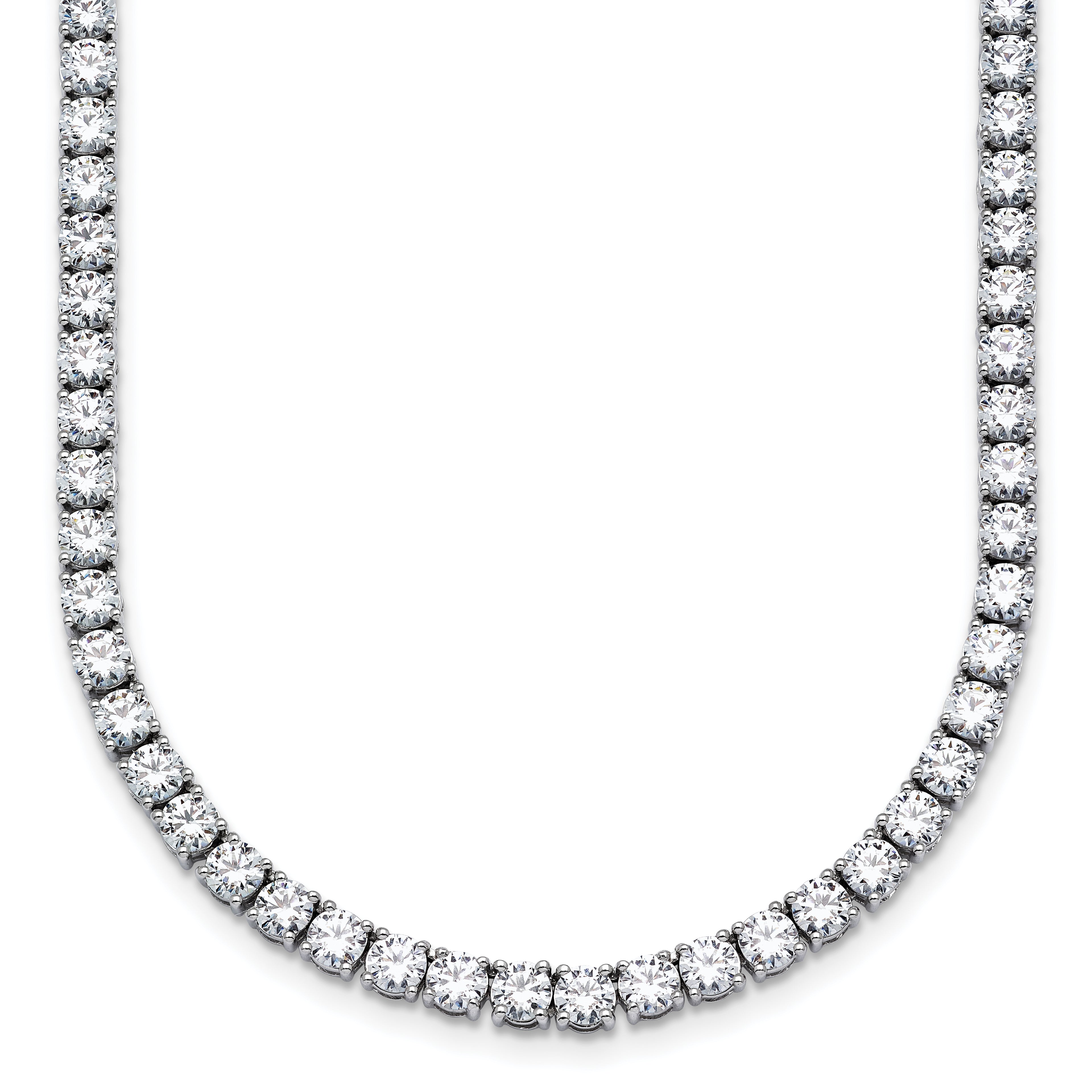 14k White Gold 24 carat Lab Grown Diamond VS/SI+ G+ Complete Round 24 inch Straight Tennis Necklace