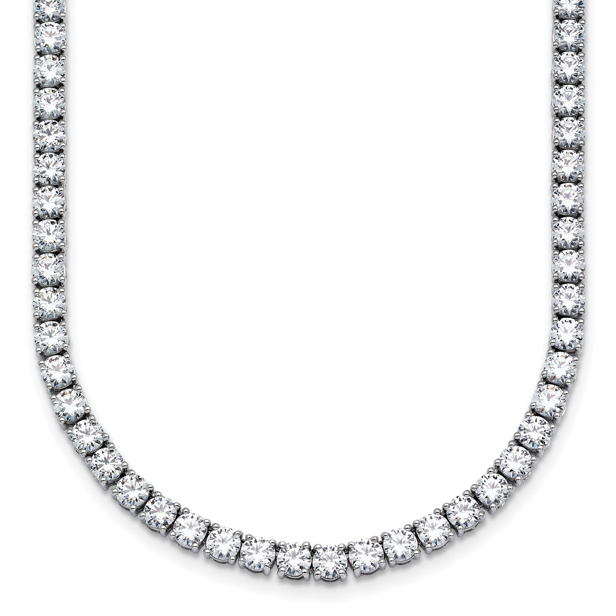 14k White Gold 18 carat Lab Grown Diamond VS+ F+ Complete Round 18 inch Straight Tennis Necklace