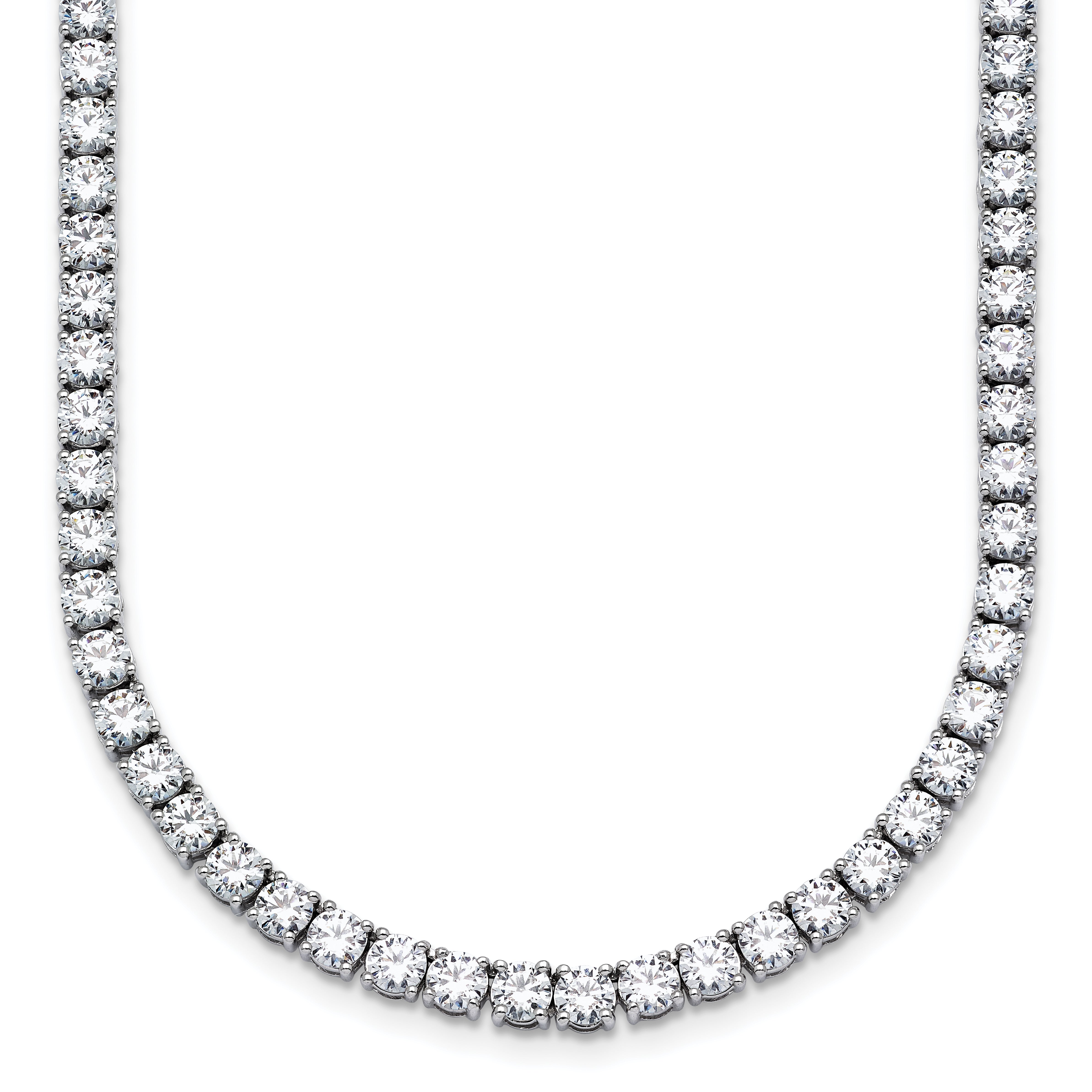 14k White Gold 24 carat Lab Grown Diamond VS+ F+ Complete Round 24 inch Straight Tennis Necklace