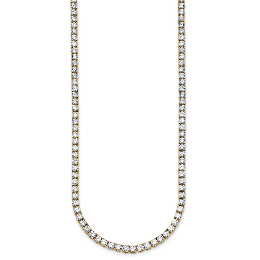 14k 24 carat Lab Grown Diamond VS+ F+ Complete Round 24 inch Straight Tennis Necklace