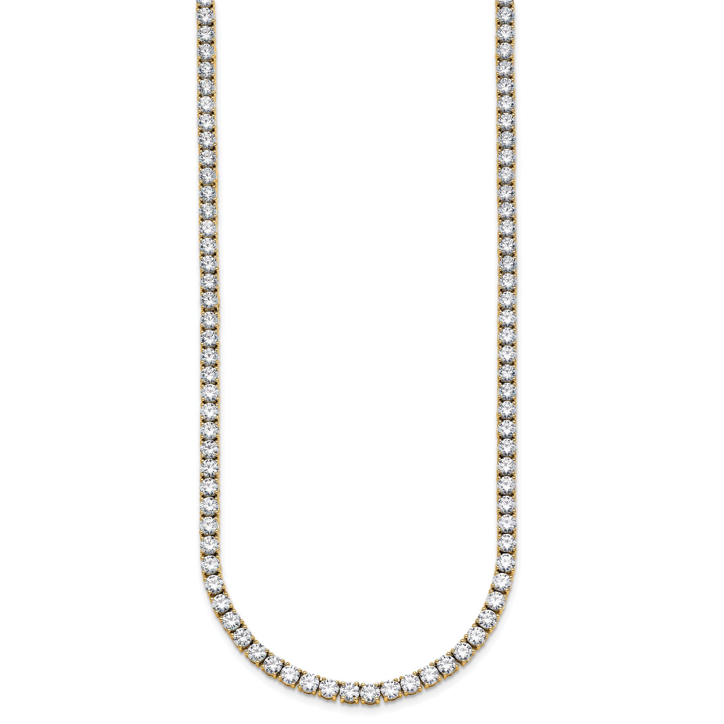 14k 18 carat Lab Grown Diamond VS+ F+ Complete Round 18 inch Straight Tennis Necklace