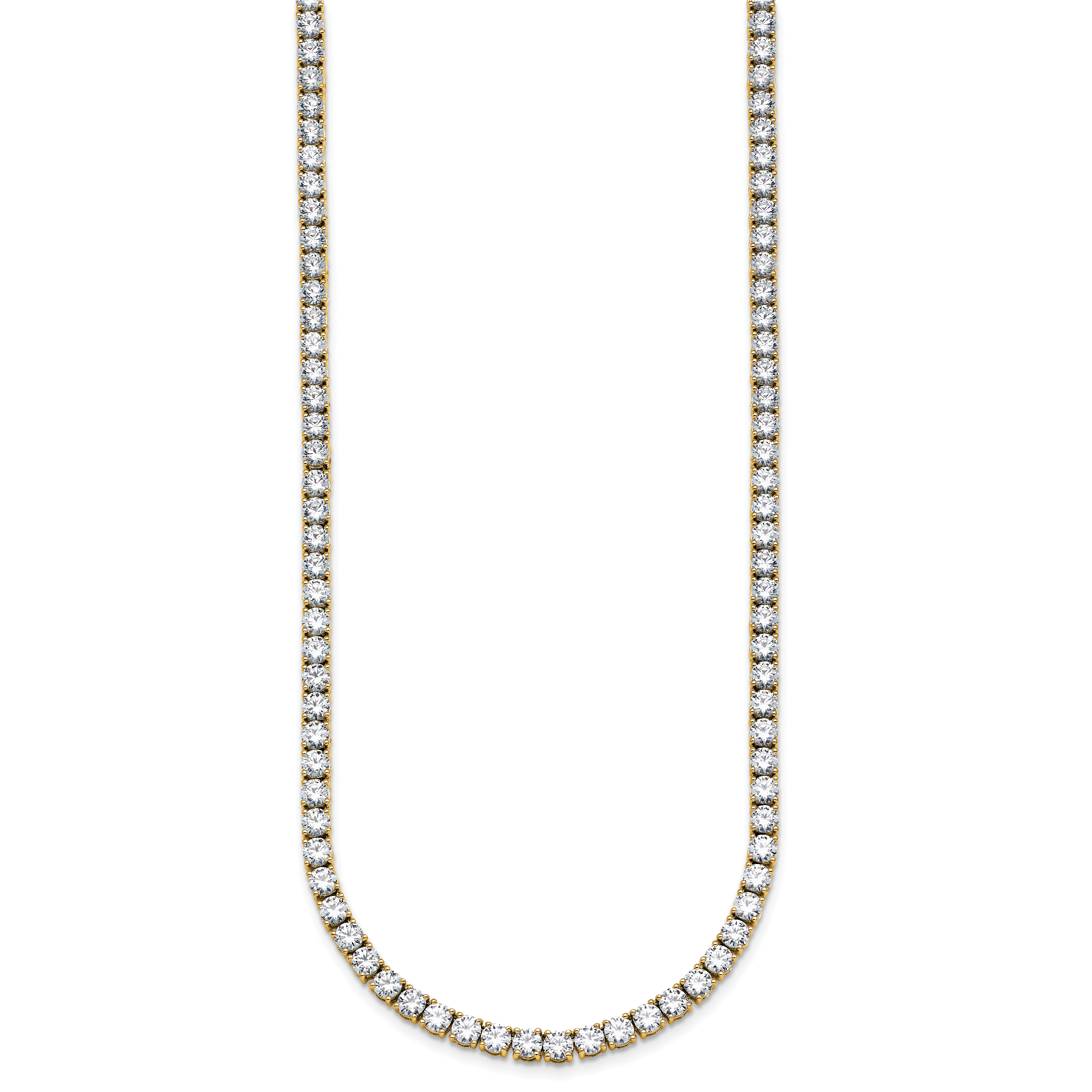 14k 22 carat Lab Grown Diamond VS+ F+ Complete Round 22 inch Straight Tennis Necklace