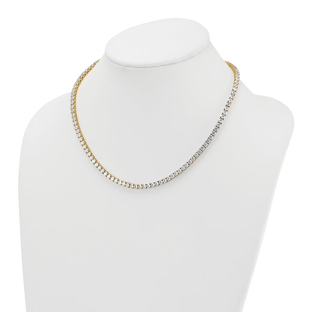14k 18 carat Lab Grown Diamond VS+ F+ Complete Round 18 inch Straight Tennis Necklace