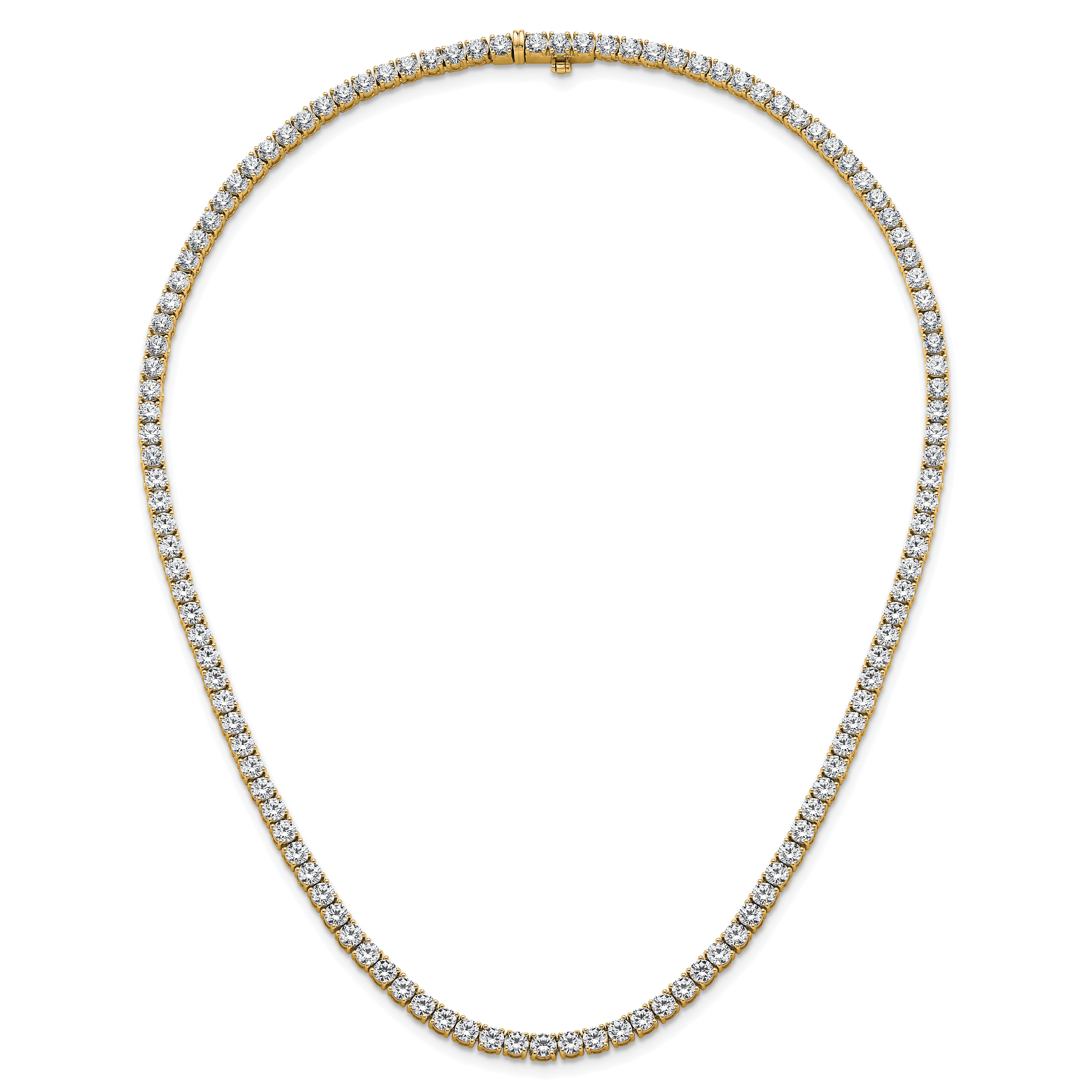 14k 18 carat Lab Grown Diamond VS+ F+ Complete Round 18 inch Straight Tennis Necklace