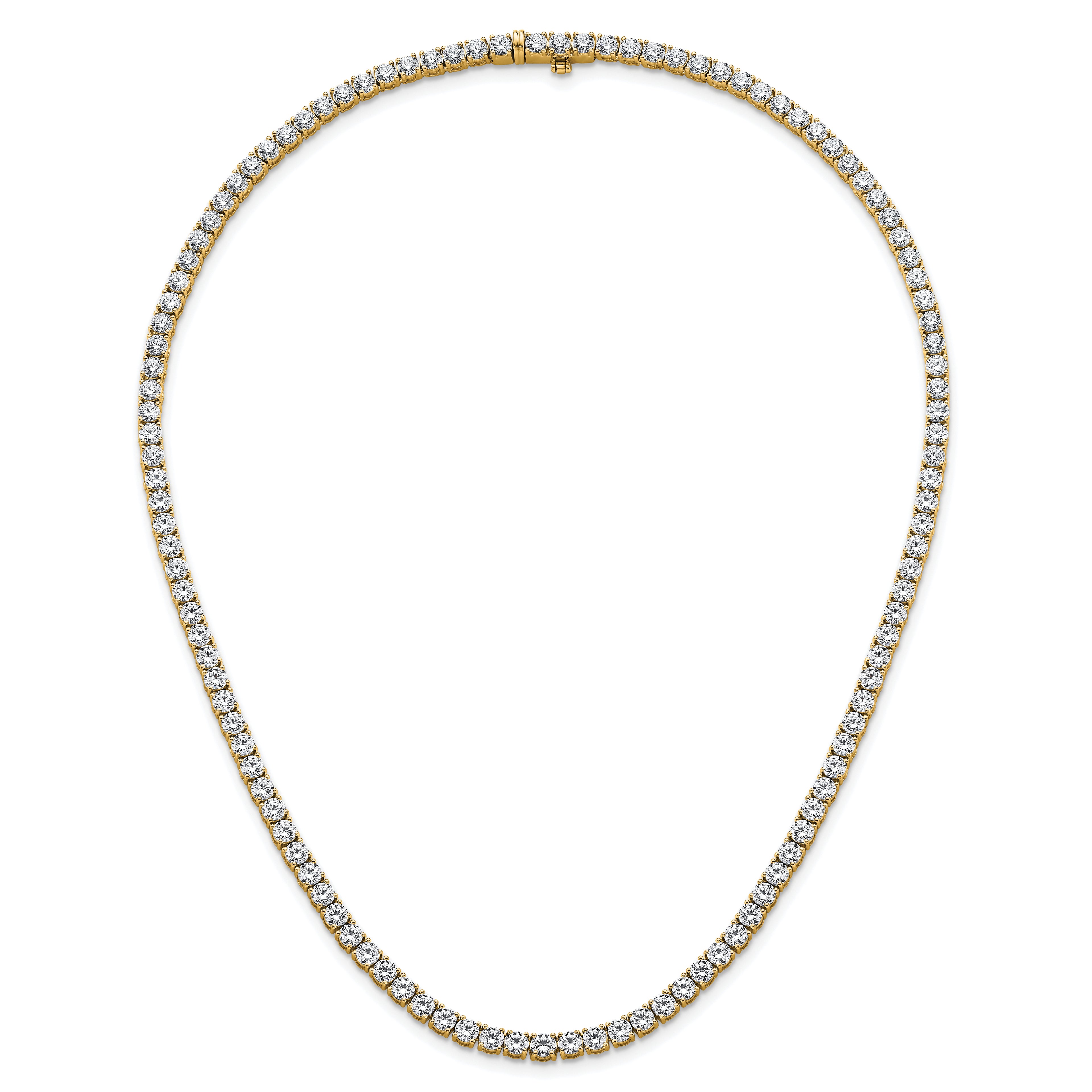 14k 18 carat Lab Grown Diamond VS+ F+ Complete Round 18 inch Straight Tennis Necklace