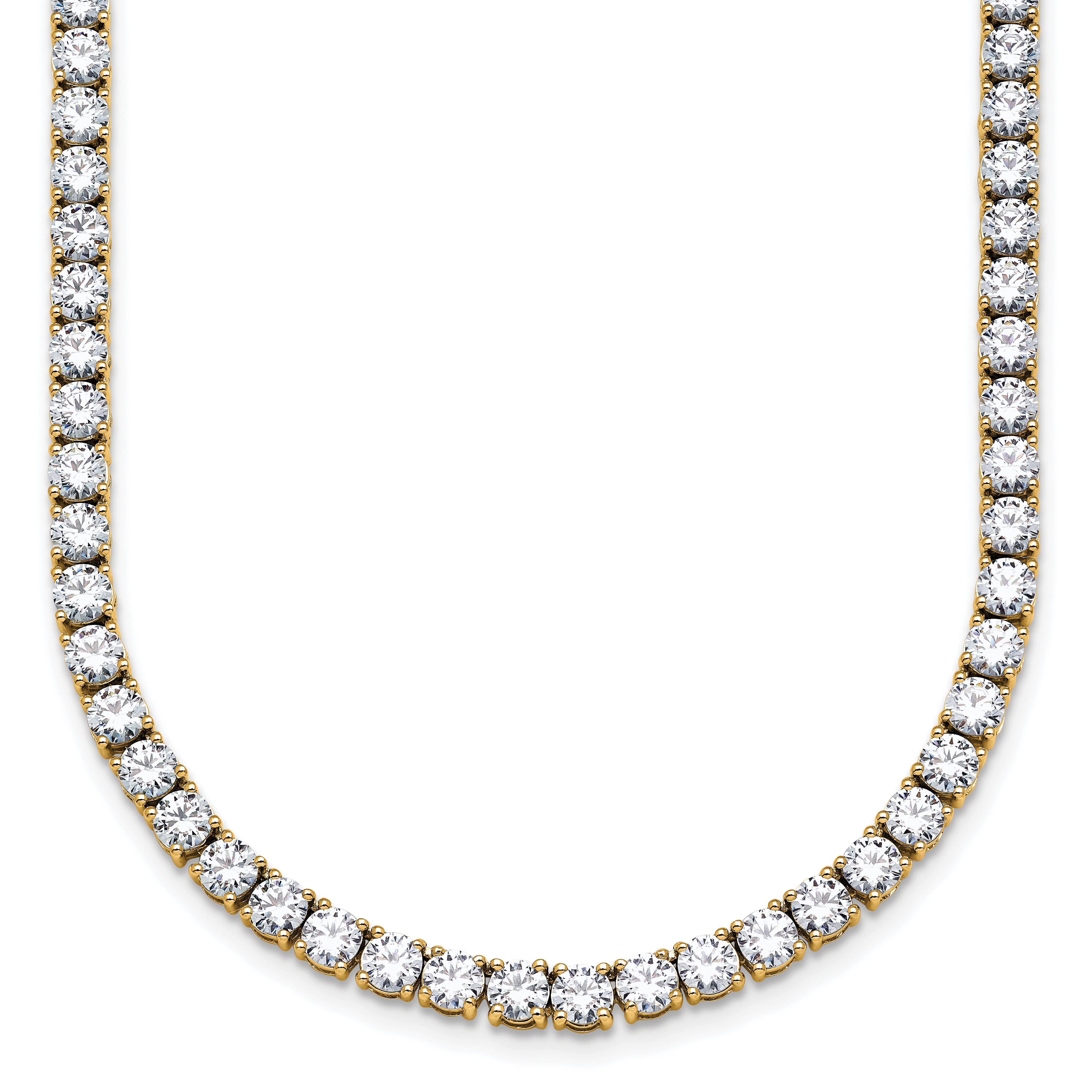 14k 18 carat Lab Grown Diamond VS+ F+ Complete Round 18 inch Straight Tennis Necklace