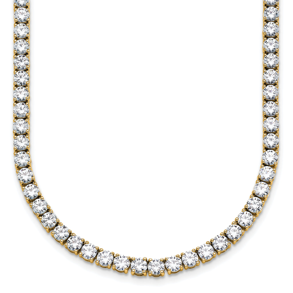14k 18 carat Lab Grown Diamond VS+ F+ Complete Round 18 inch Straight Tennis Necklace