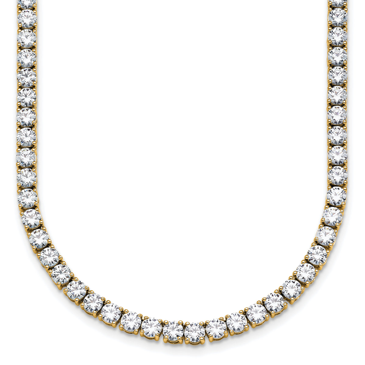 14k 18 carat Lab Grown Diamond VS+ F+ Complete Round 18 inch Straight Tennis Necklace