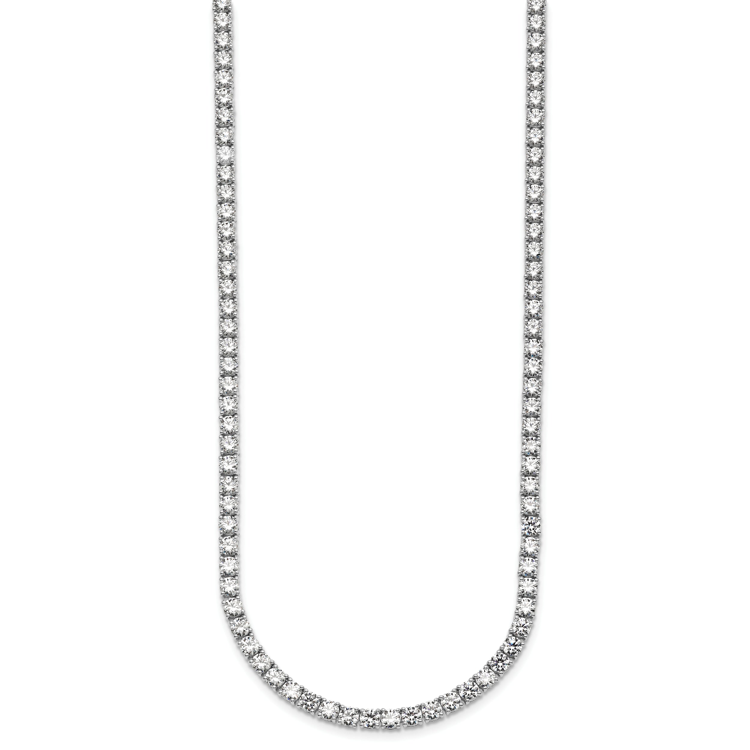 14k White Gold 23 3/8 carat Lab Grown Diamond VS+ F+ Complete Round 18 inch Straight Tennis Necklace