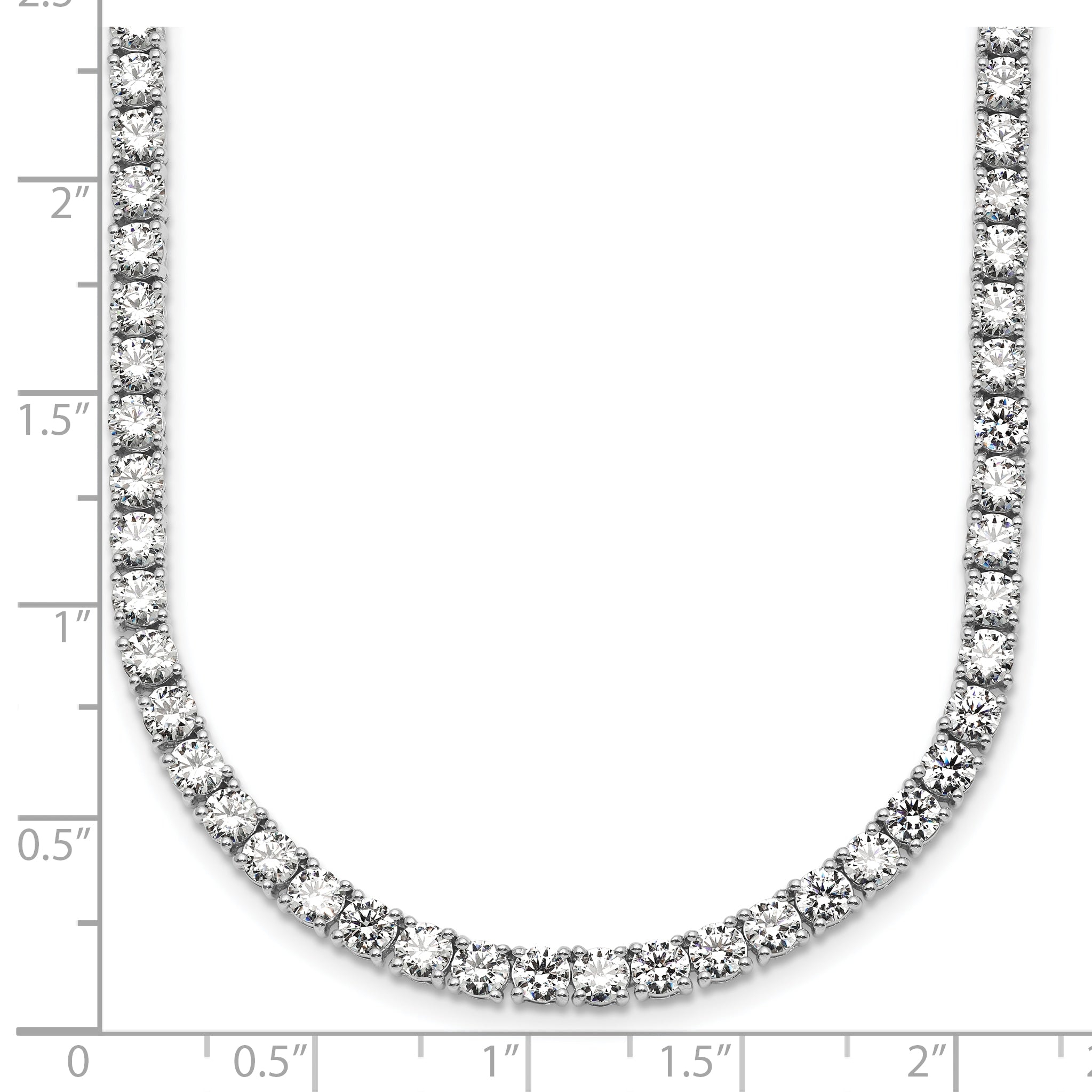 14k White Gold 23 3/8 carat Lab Grown Diamond VS+ F+ Complete Round 18 inch Straight Tennis Necklace