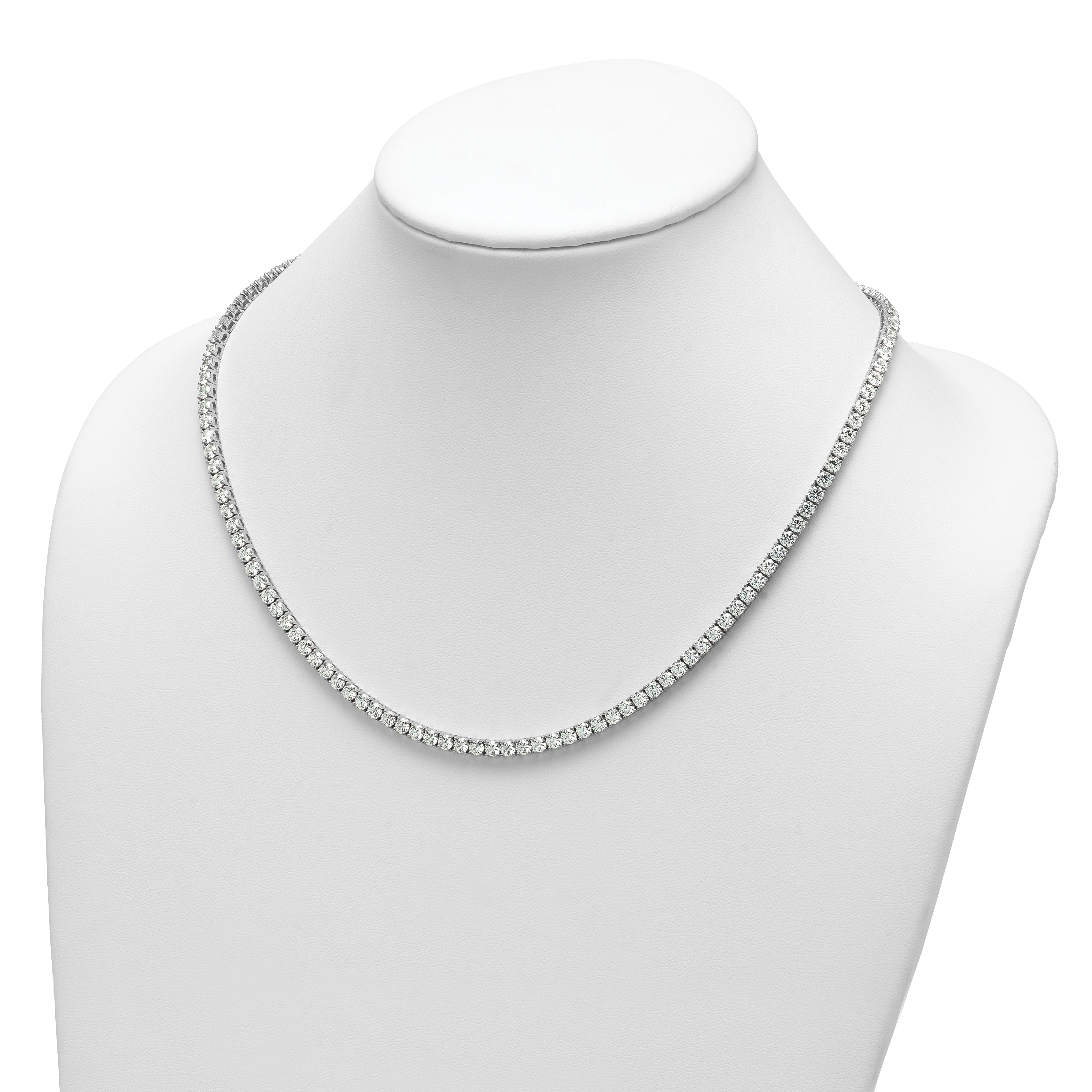 14k White Gold 26 1/5 carat Lab Grown Diamond VS/SI+ G+ Complete Round 20 inch Straight Tennis Necklace