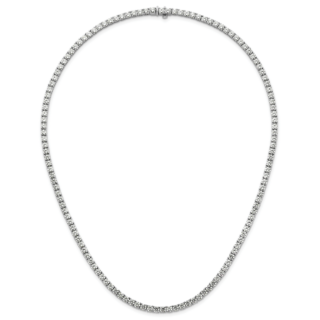 14k White Gold 26 1/5 carat Lab Grown Diamond VS+ F+ Complete Round 20 inch Straight Tennis Necklace
