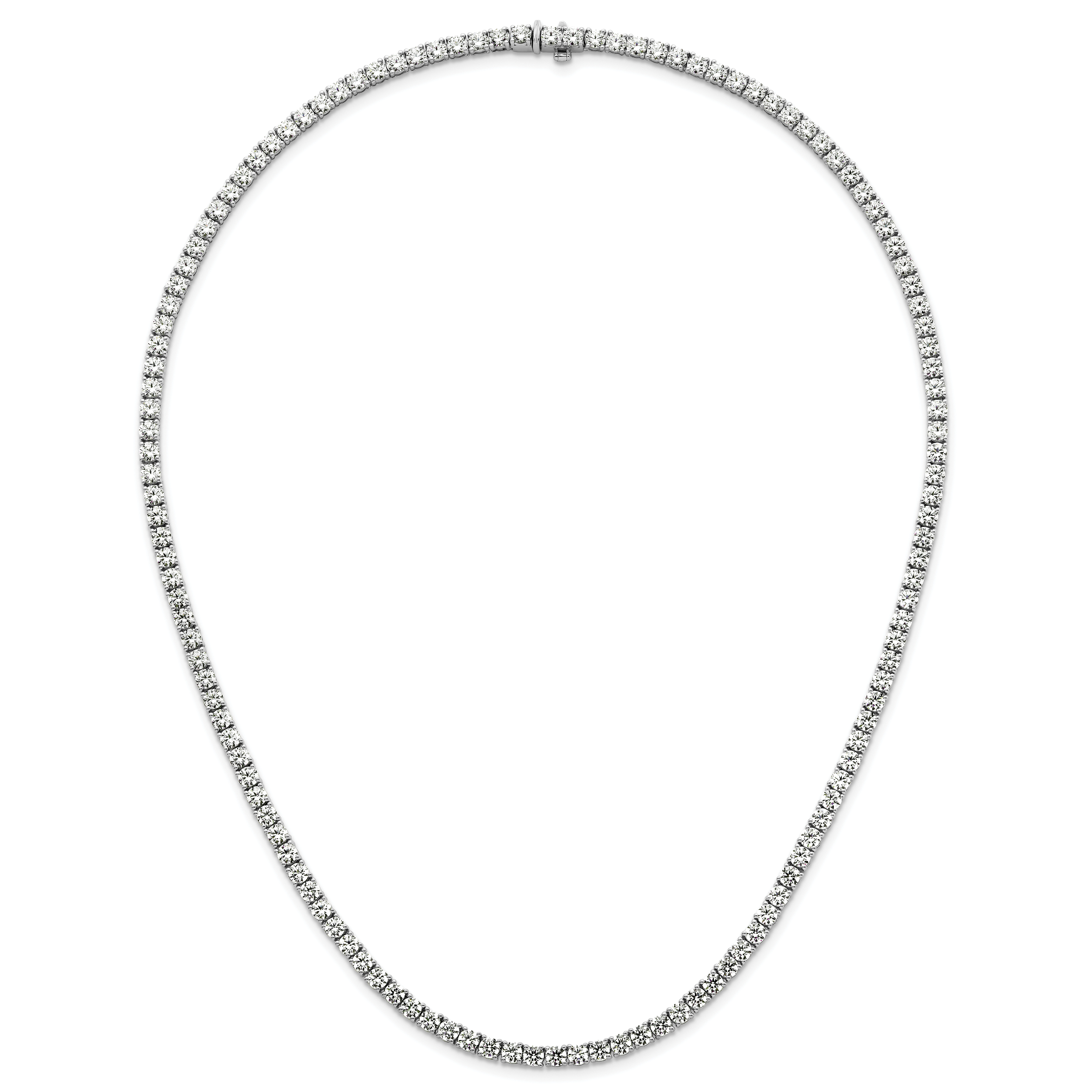 14k White Gold 26 1/5 carat Lab Grown Diamond VS/SI+ G+ Complete Round 20 inch Straight Tennis Necklace