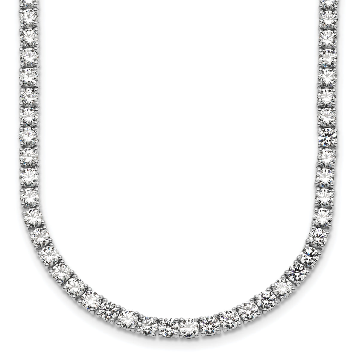14k White Gold 26 1/5 carat Lab Grown Diamond VS+ F+ Complete Round 20 inch Straight Tennis Necklace