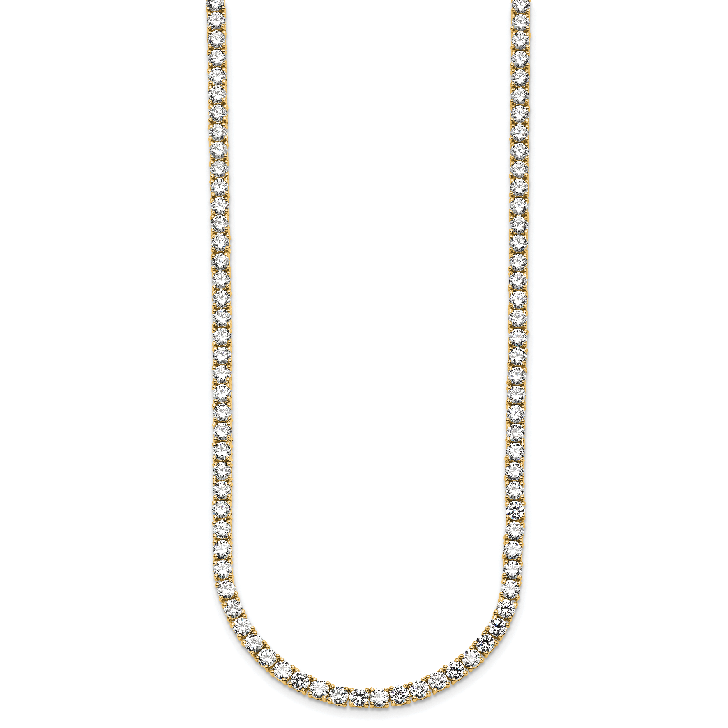14k 26 1/5 carat Lab Grown Diamond VS+ F+ Complete Round 20 inch Straight Tennis Necklace
