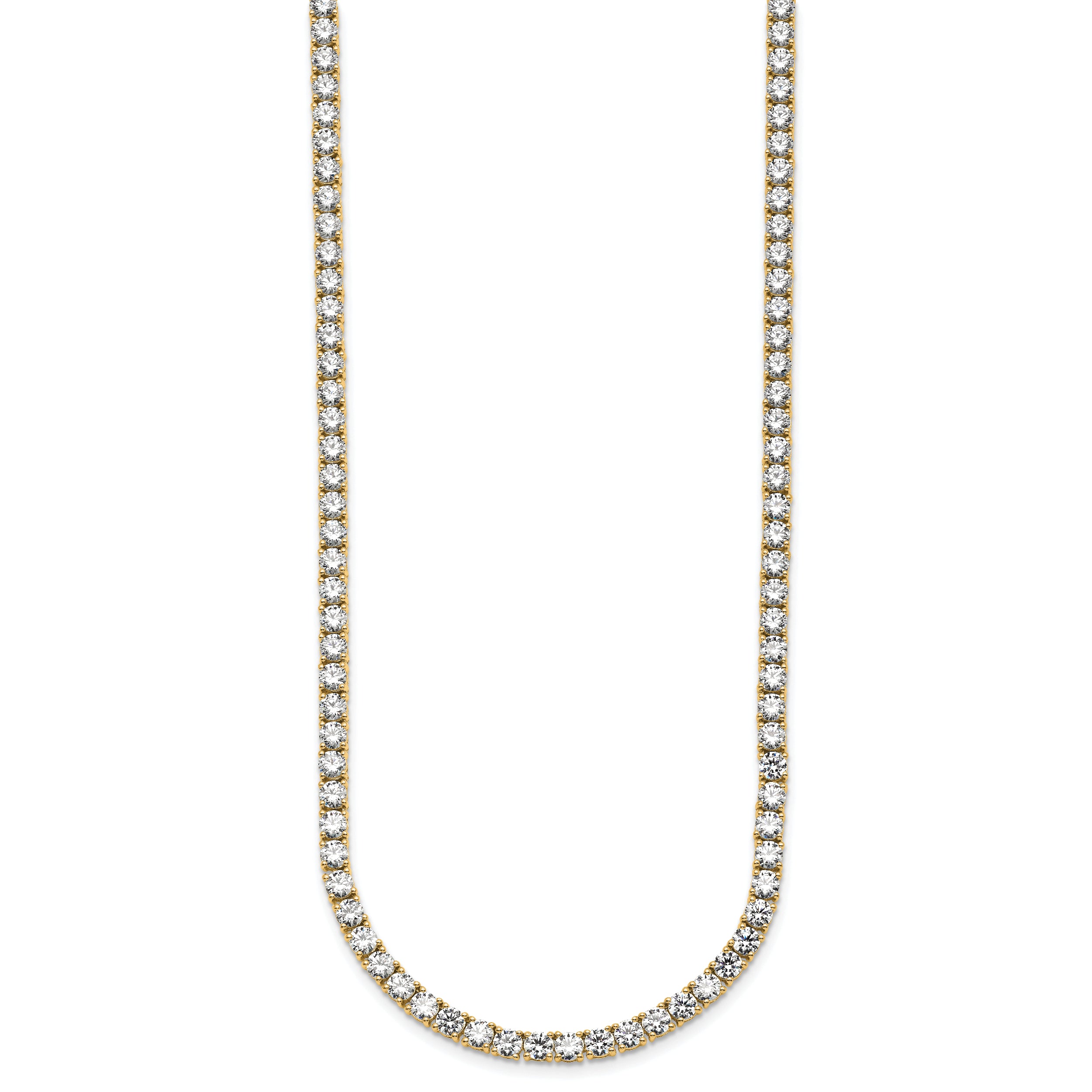 14k 23 3/8 carat Lab Grown Diamond VS+ F+ Complete Round 18 inch Straight Tennis Necklace