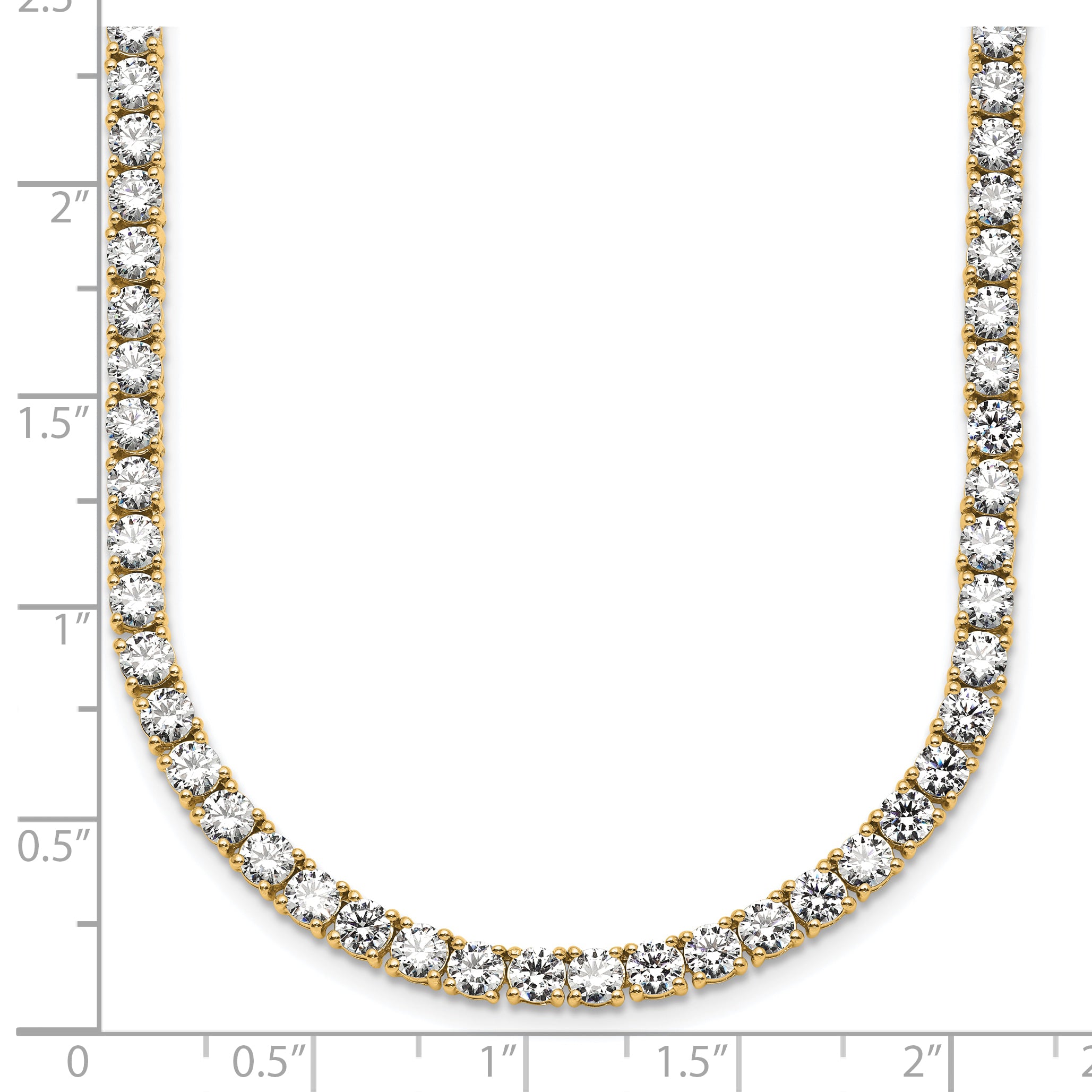 14k 26 1/5 carat Lab Grown Diamond VS+ F+ Complete Round 20 inch Straight Tennis Necklace