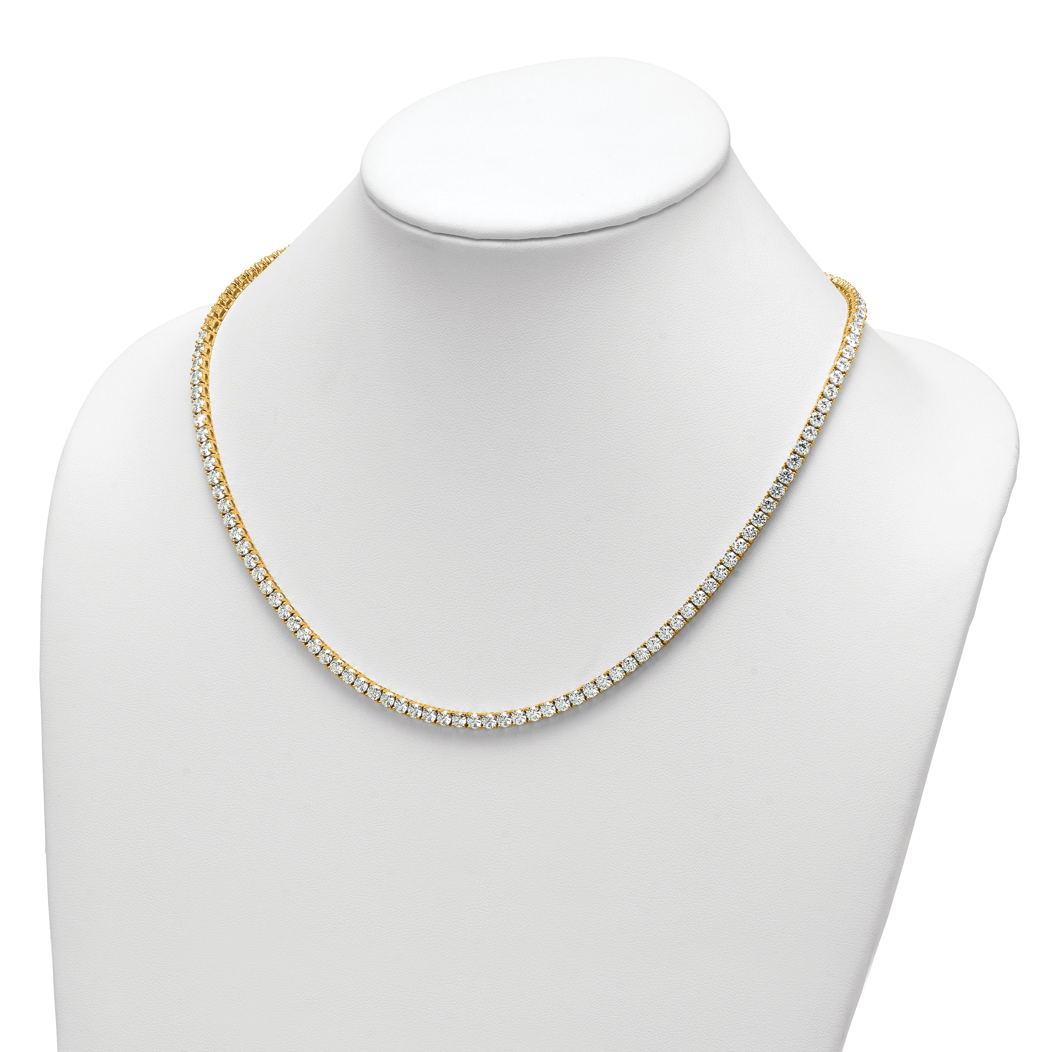 14k 26 1/5 carat Lab Grown Diamond VS+ F+ Complete Round 20 inch Straight Tennis Necklace