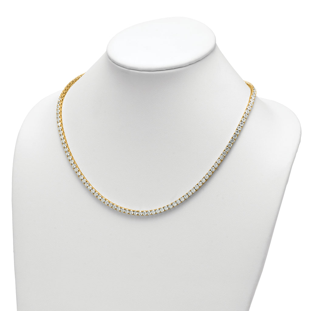 14k 26 1/5 carat Lab Grown Diamond VS+ F+ Complete Round 20 inch Straight Tennis Necklace