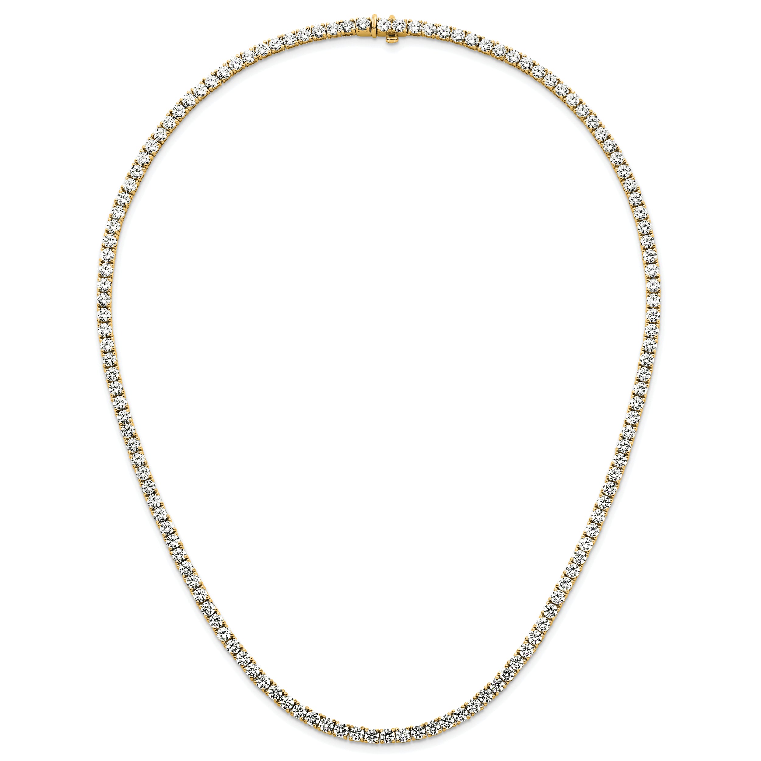 14k 26 1/5 carat Lab Grown Diamond VS+ F+ Complete Round 20 inch Straight Tennis Necklace