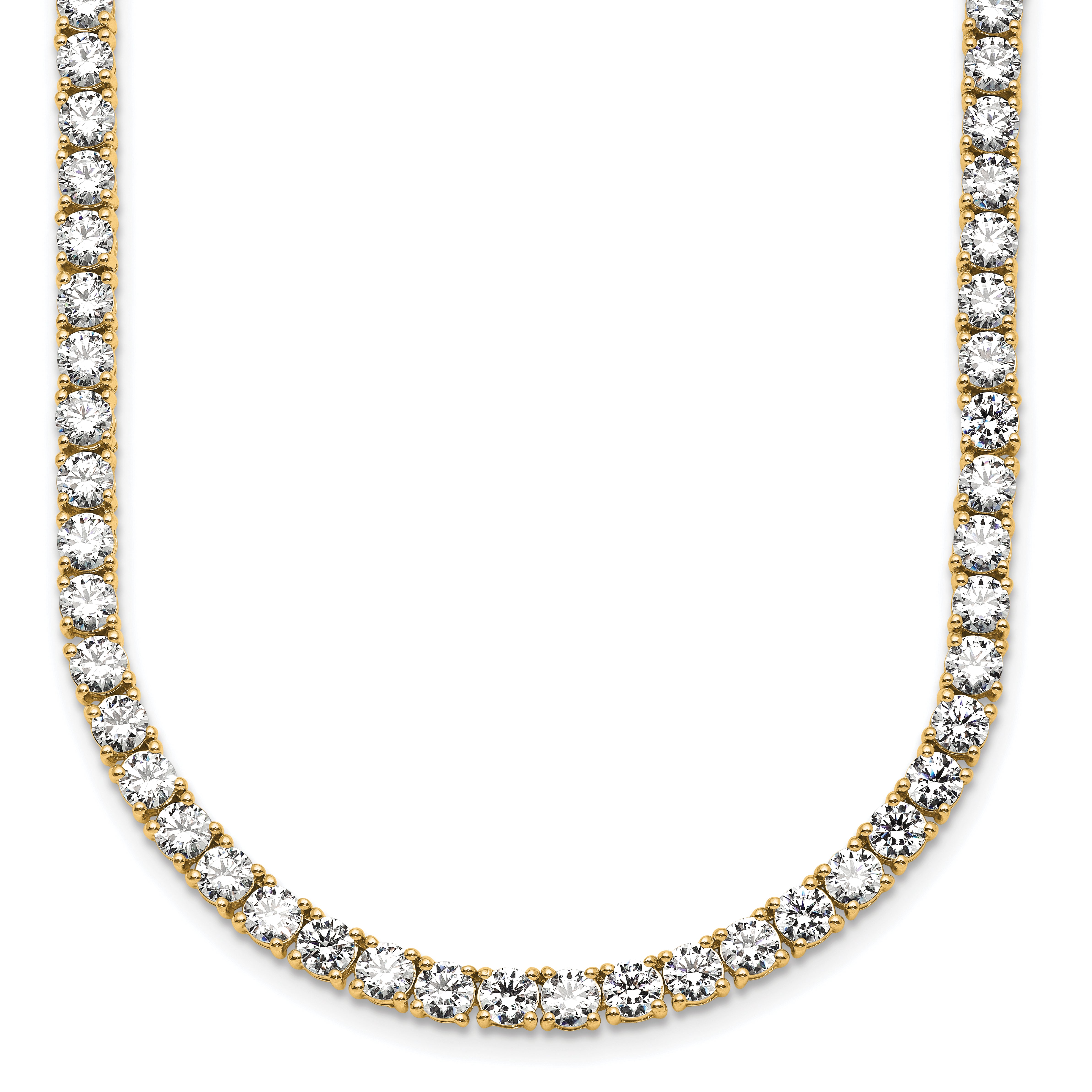 14k 23 3/8 carat Lab Grown Diamond VS+ F+ Complete Round 18 inch Straight Tennis Necklace