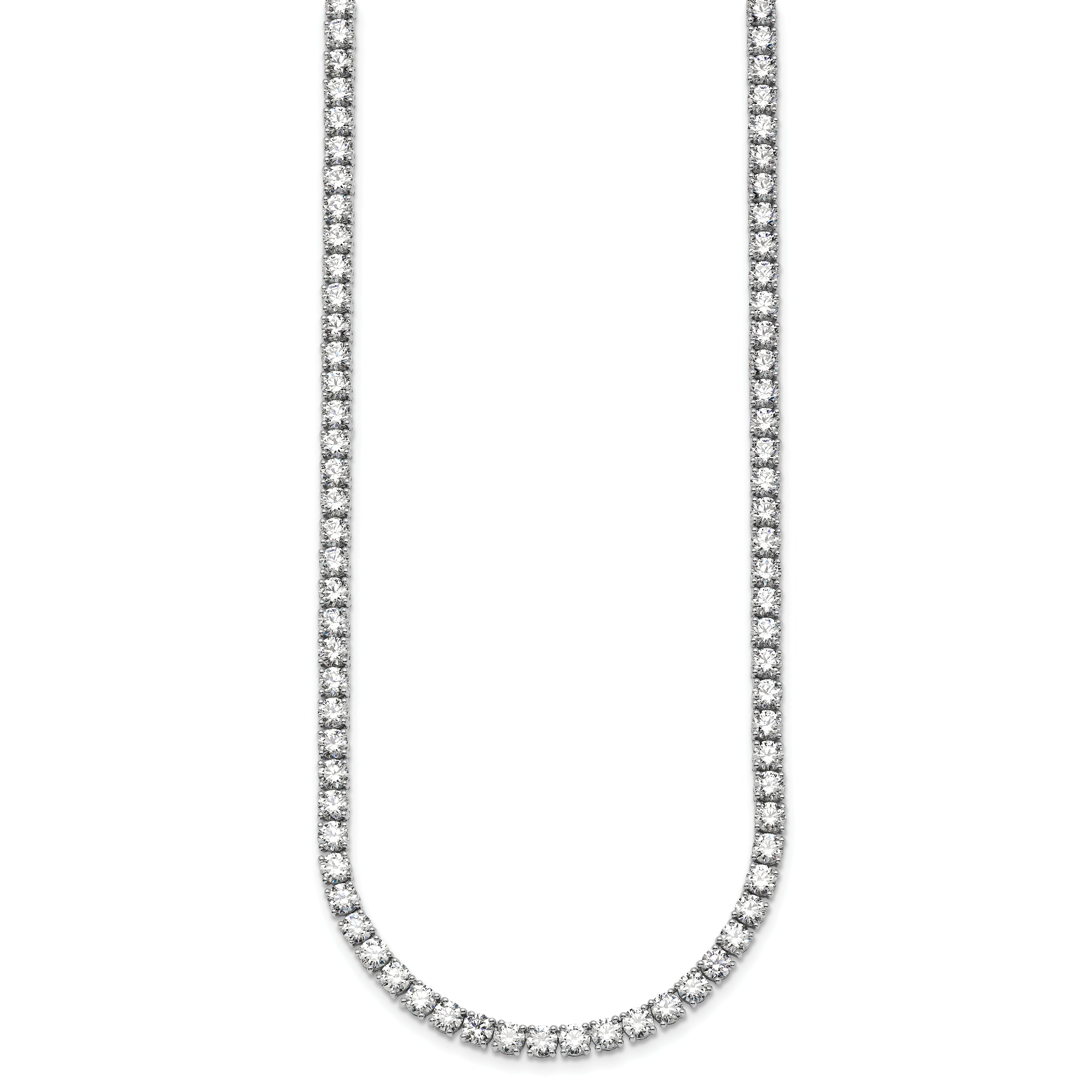 14k White Gold 27 1/4 carat Lab Grown Diamond VS+ F+ Complete Round 18 inch Straight Tennis Necklace