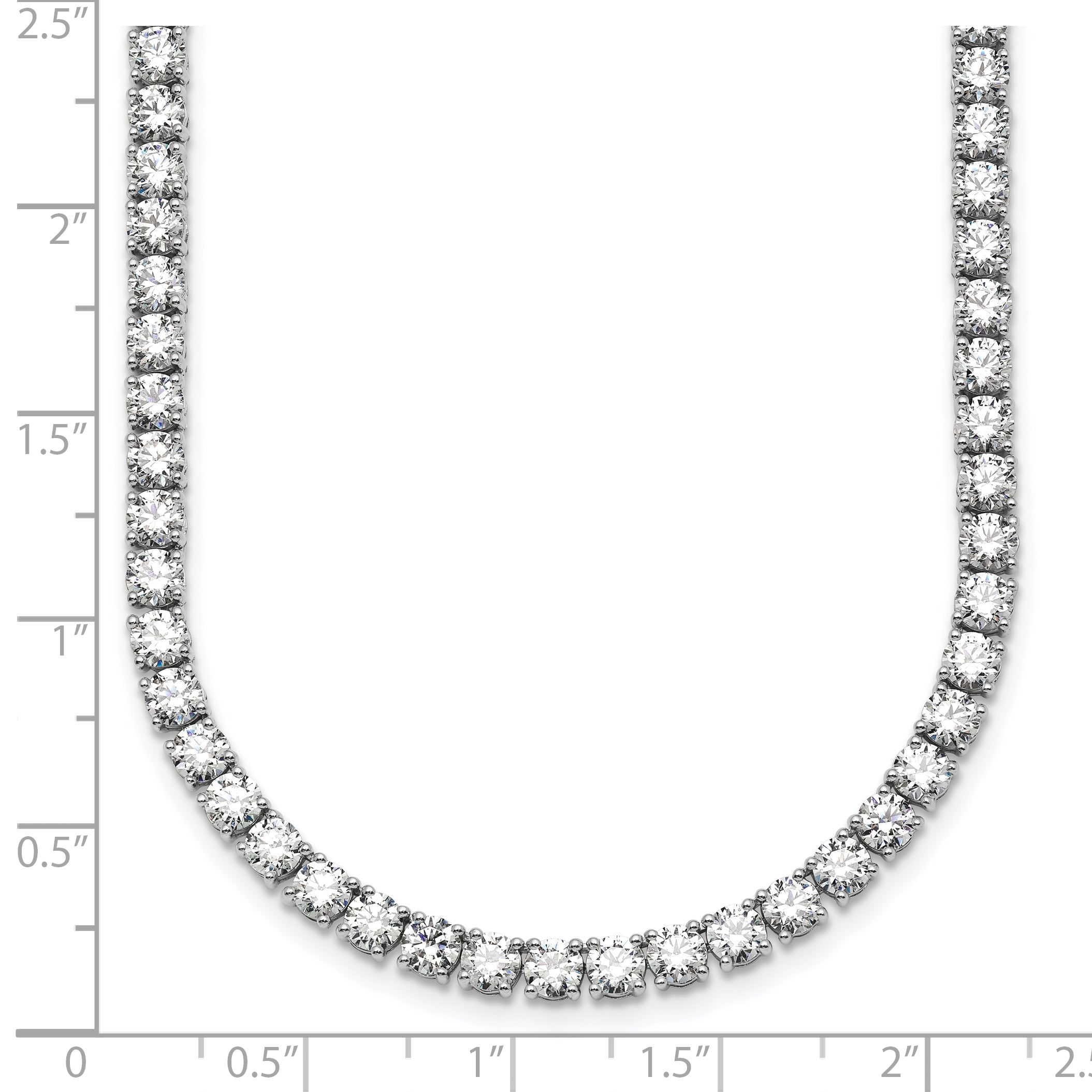 14k White Gold 27 1/4 carat Lab Grown Diamond VS/SI+ G+ Complete Round 18 inch Straight Tennis Necklace