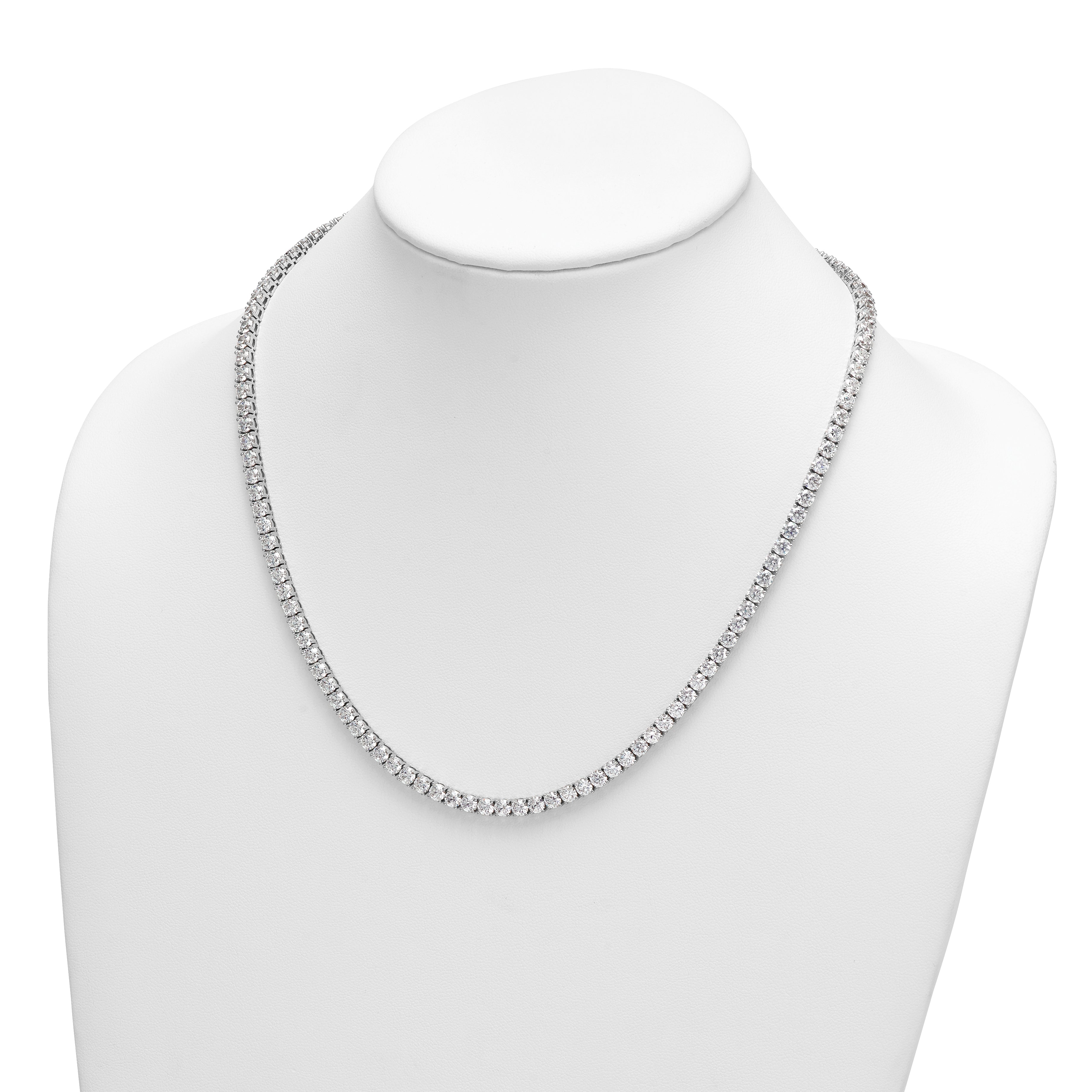 14k White Gold 30 1/2 carat Lab Grown Diamond VS+ F+ Complete Round 20 inch Straight Tennis Necklace