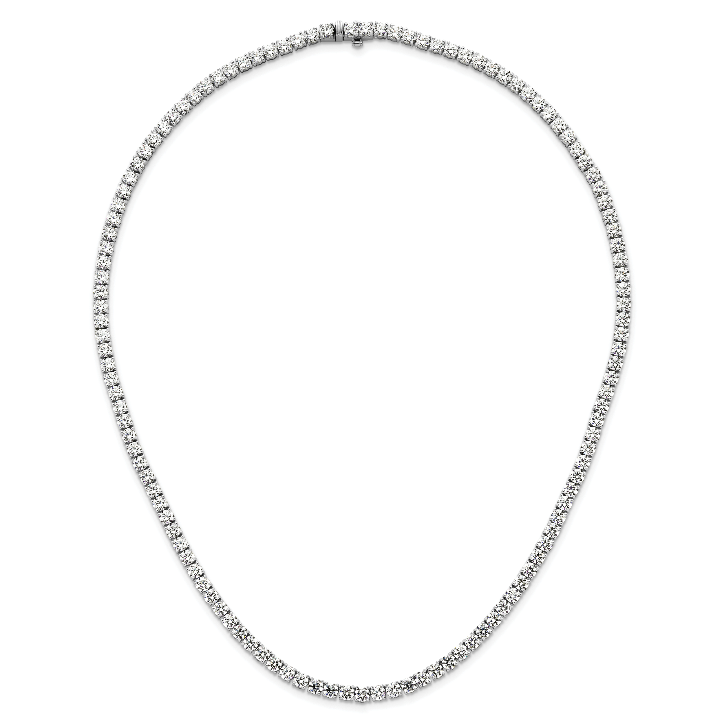 14k White Gold 30 1/2 carat Lab Grown Diamond VS/SI+ G+ Complete Round 20 inch Straight Tennis Necklace