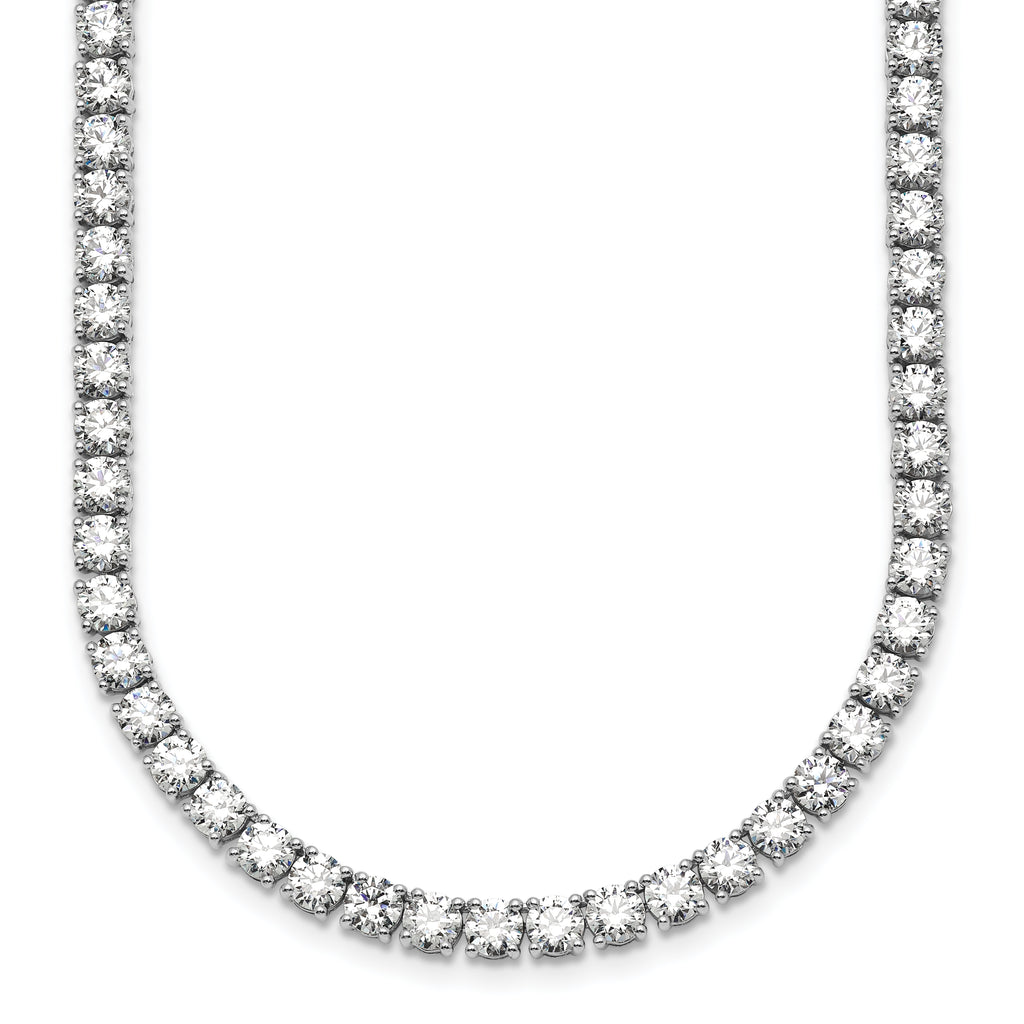 14k White Gold 36 carat Lab Grown Diamond VS+ F+ Complete Round 24 inch Straight Tennis Necklace