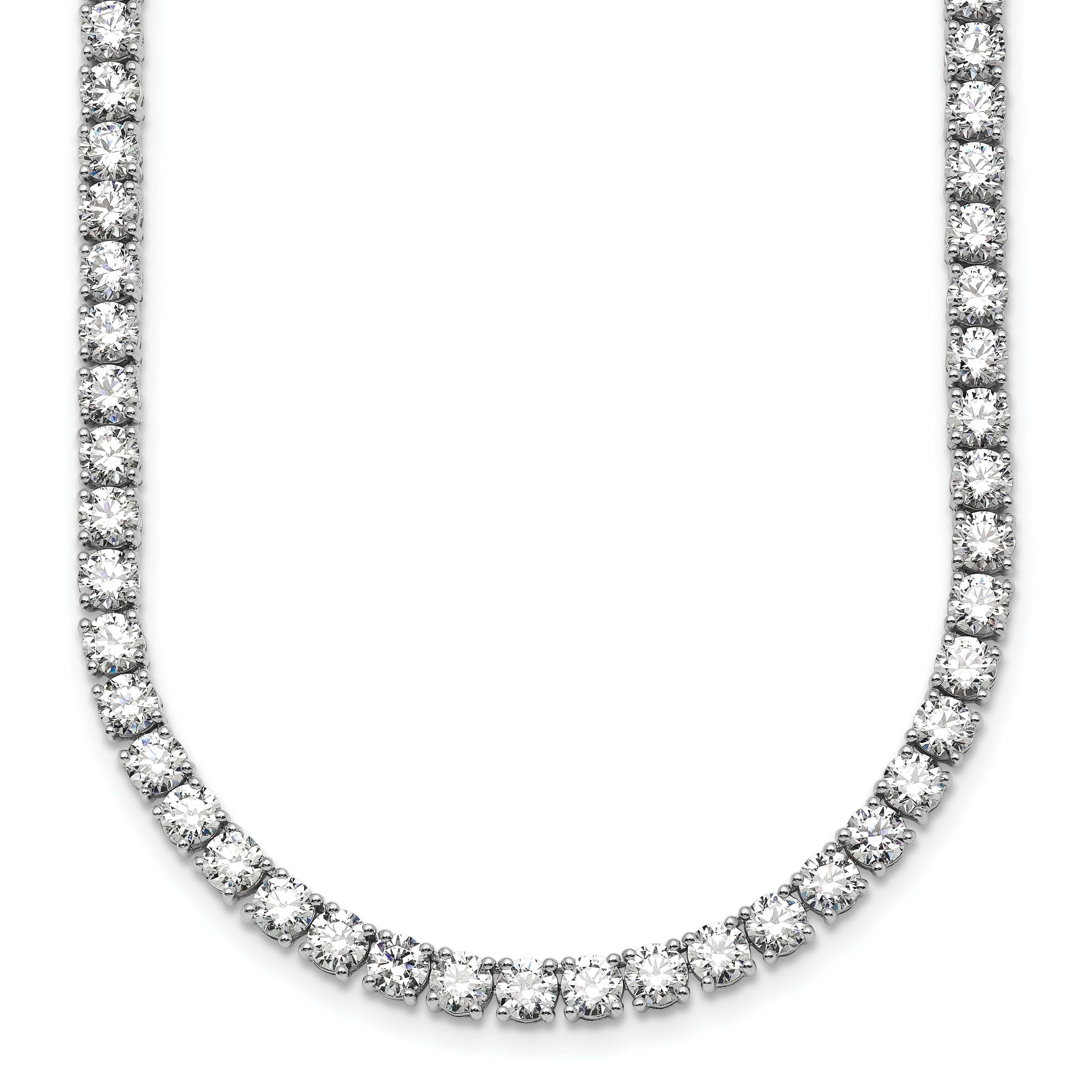 14k White Gold 27 1/4 carat Lab Grown Diamond VS/SI+ G+ Complete Round 18 inch Straight Tennis Necklace