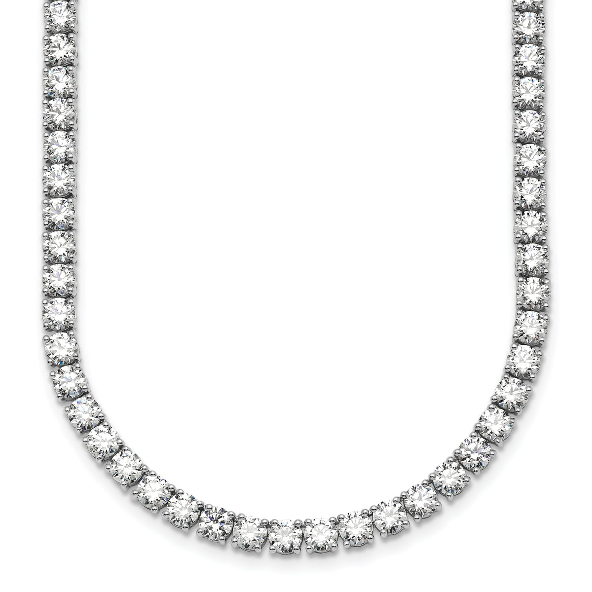 14k White Gold 33 3/4 carat Lab Grown Diamond VS/SI+ G+ Complete Round 22 inch Straight Tennis Necklace
