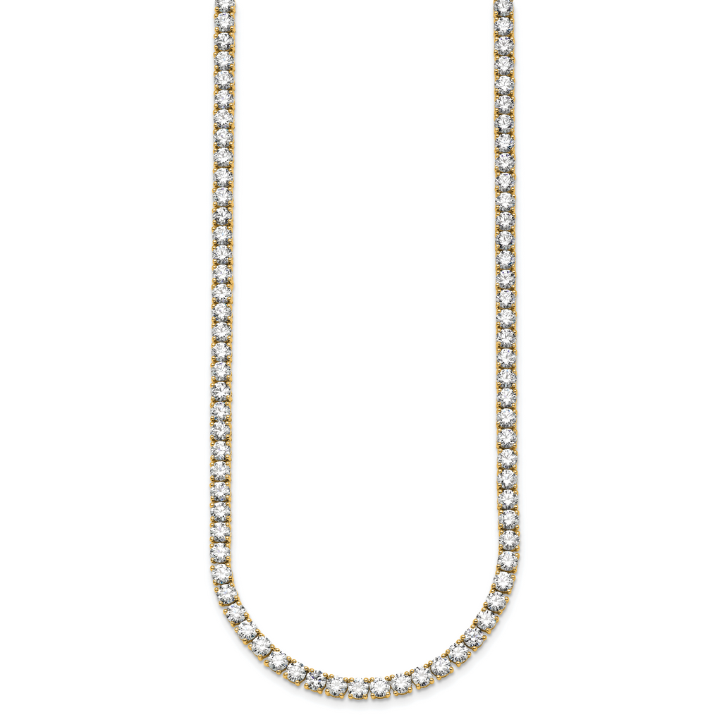 14k 36 carat Lab Grown Diamond VS+ F+ Complete Round 24 inch Straight Tennis Necklace