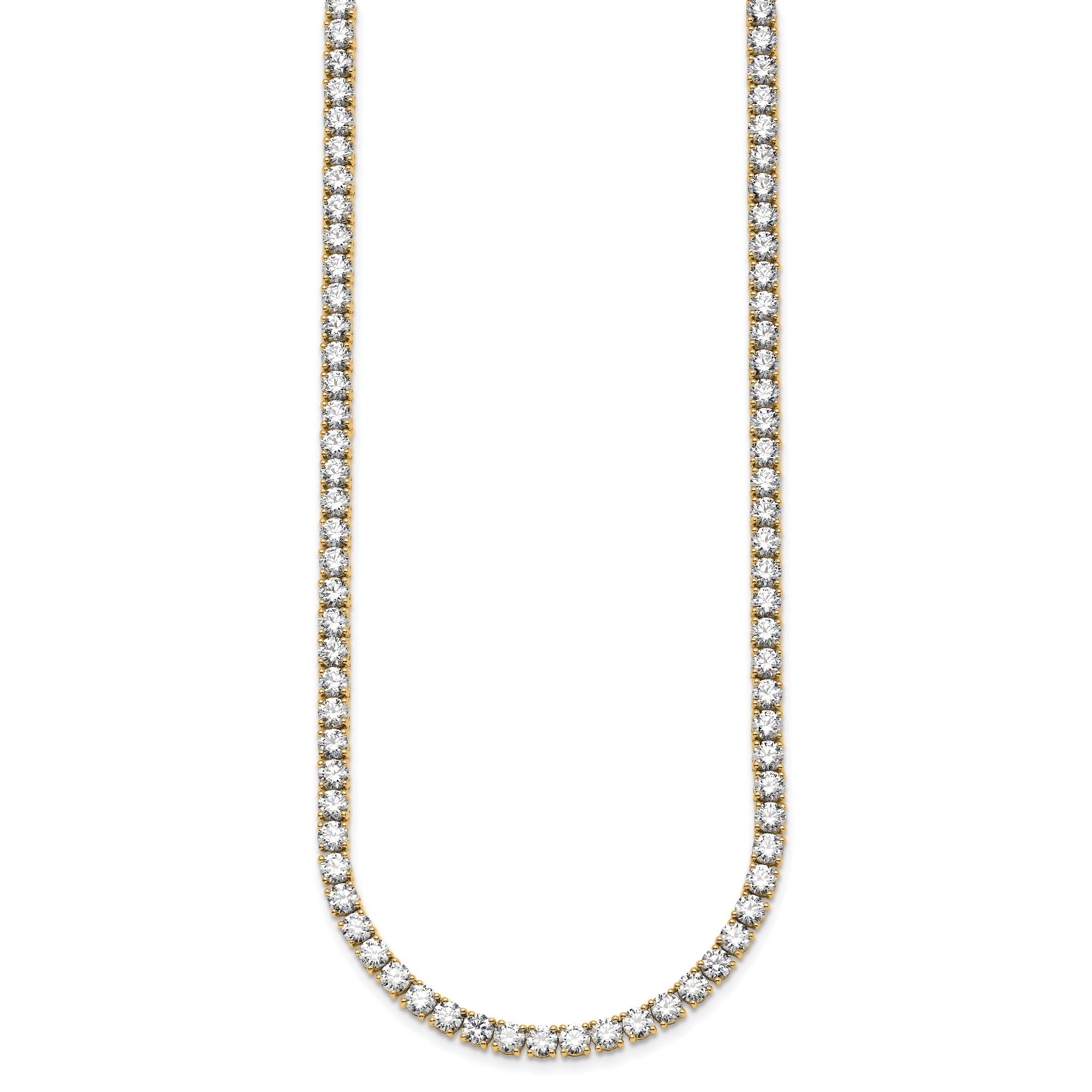 14k 36 carat Lab Grown Diamond VS/SI+ G+ Complete Round 24 inch Straight Tennis Necklace