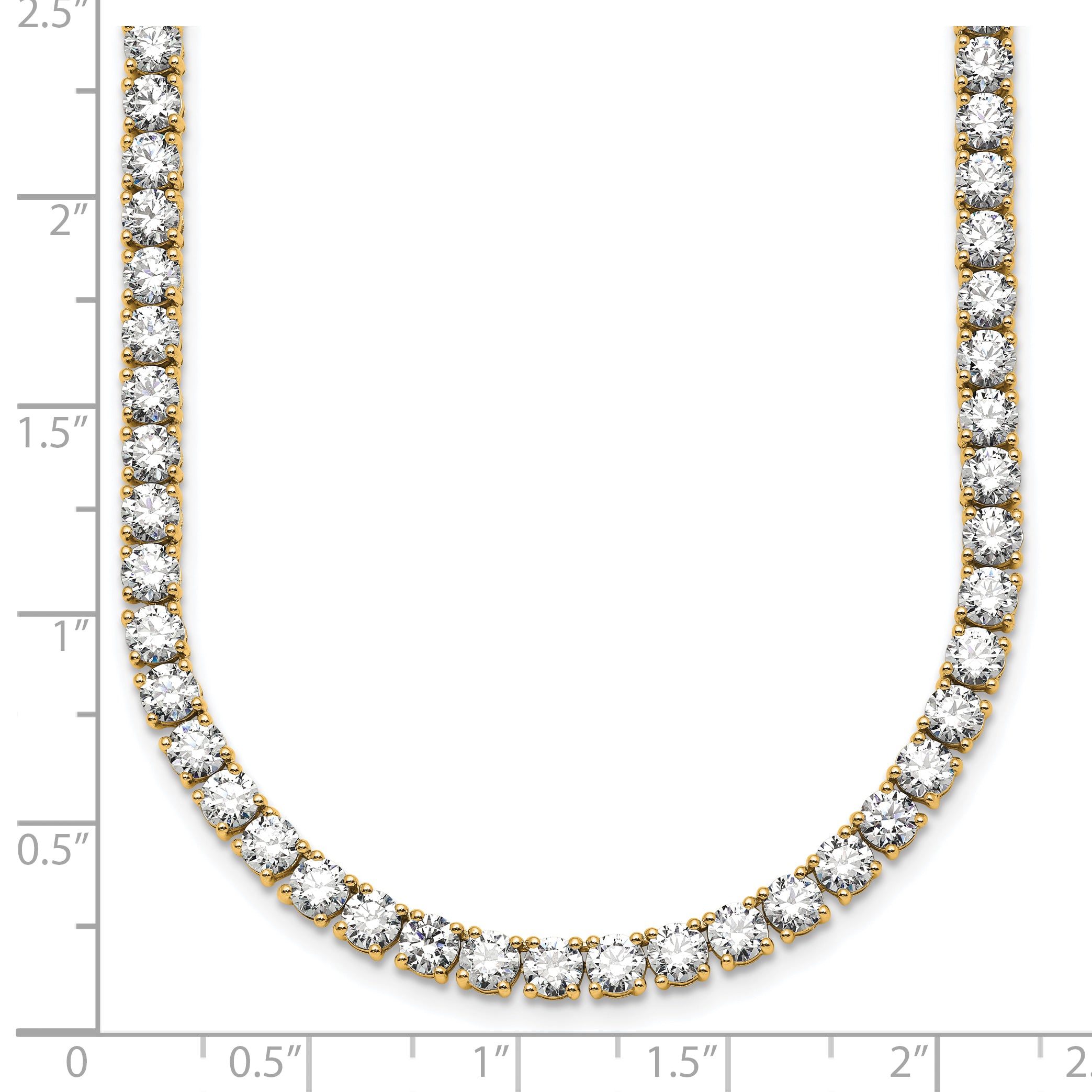 14k 27 1/4 carat Lab Grown Diamond VS+ F+ Complete Round 18 inch Straight Tennis Necklace