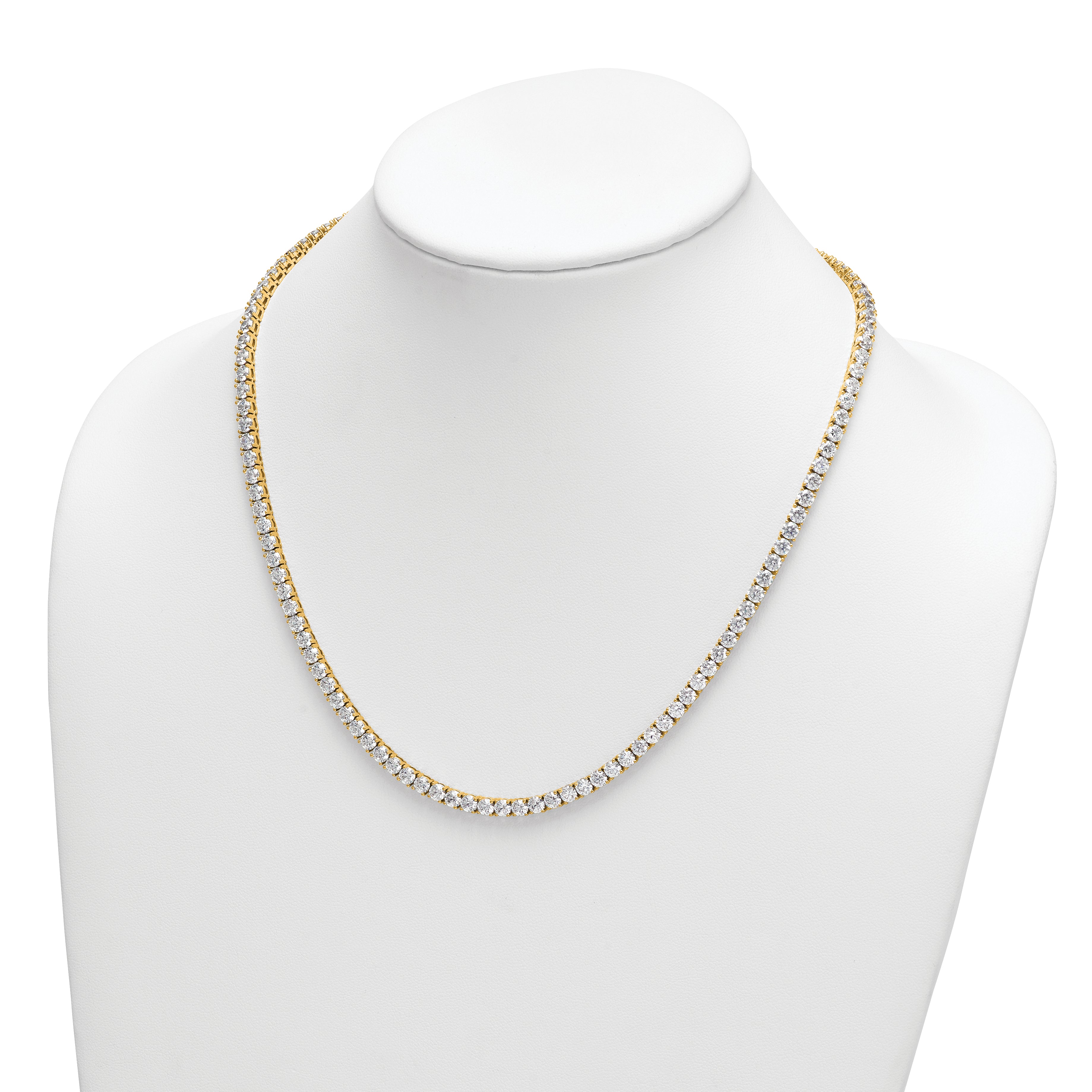 14k 30 1/2 carat Lab Grown Diamond VS+ F+ Complete Round 20 inch Straight Tennis Necklace