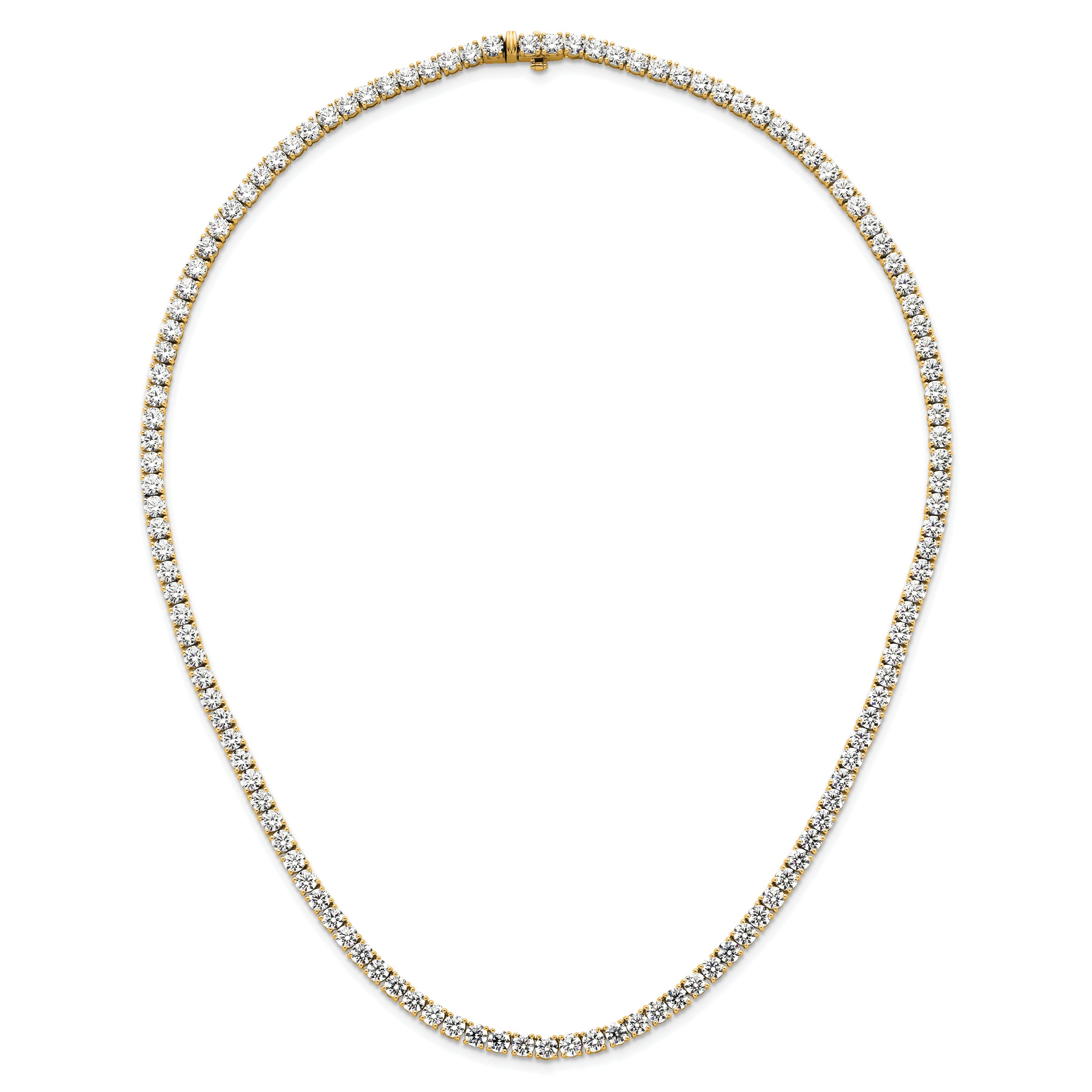 14k 30 1/2 carat Lab Grown Diamond VS+ F+ Complete Round 20 inch Straight Tennis Necklace