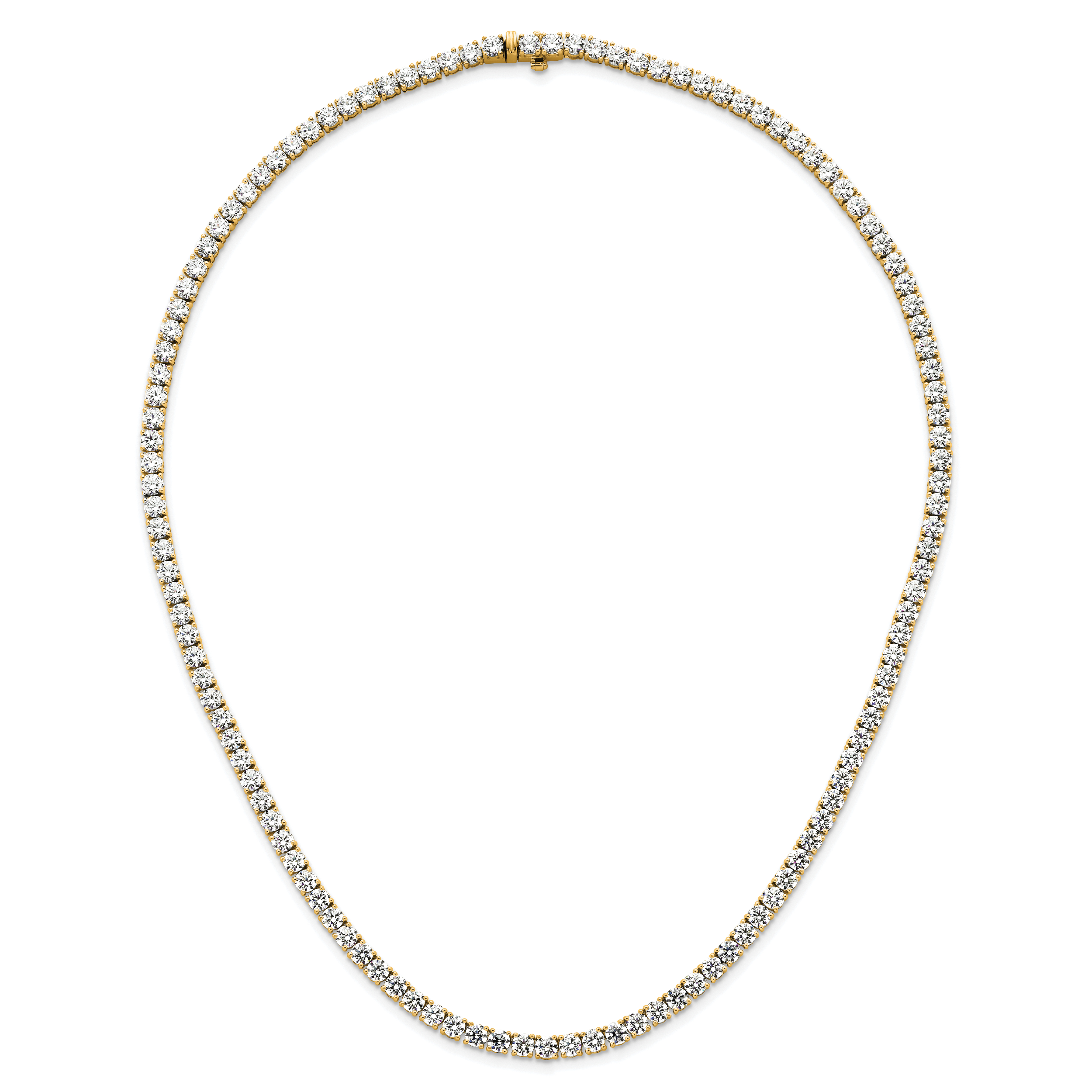 14k 30 1/2 carat Lab Grown Diamond VS+ F+ Complete Round 20 inch Straight Tennis Necklace