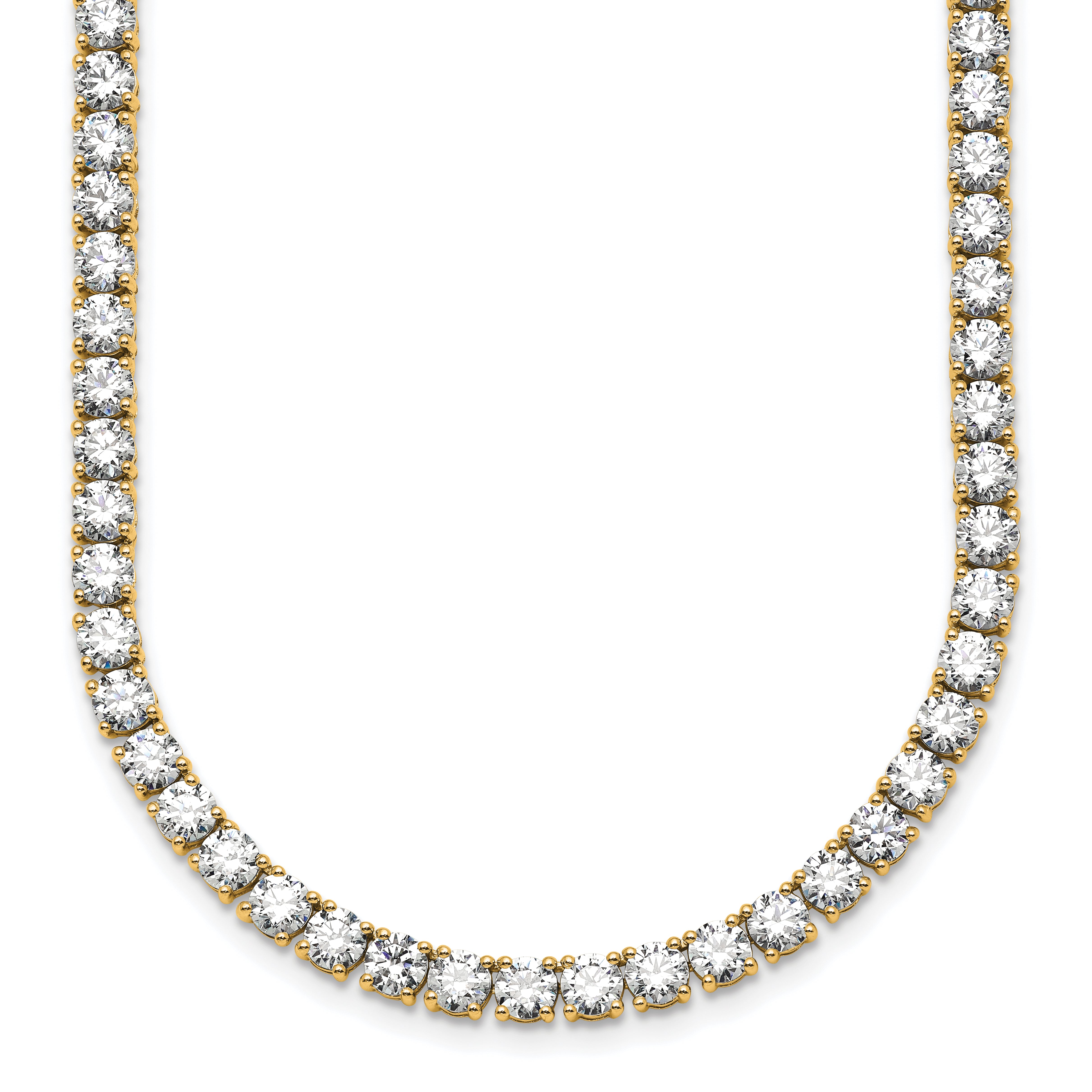 14k 27 1/4 carat Lab Grown Diamond VS/SI+ G+ Complete Round 18 inch Straight Tennis Necklace