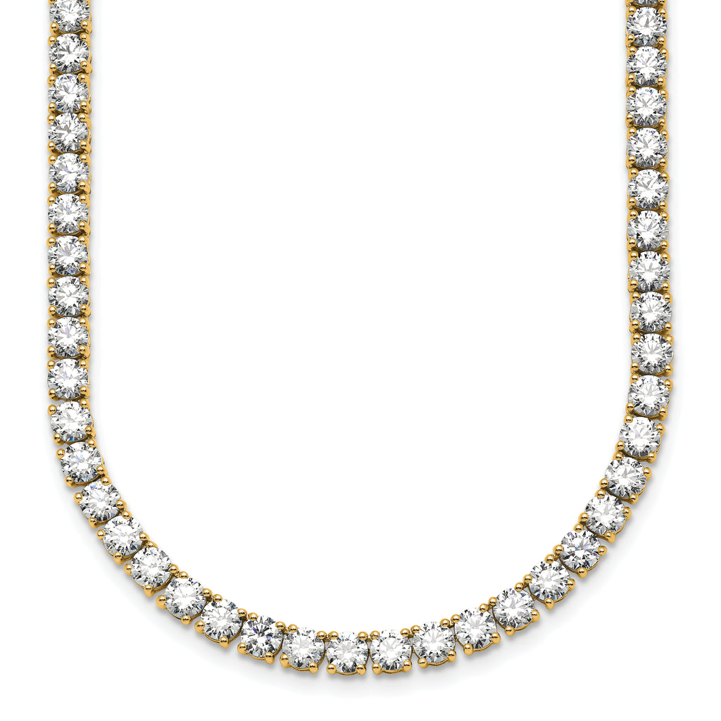 14k 27 1/4 carat Lab Grown Diamond VS+ F+ Complete Round 18 inch Straight Tennis Necklace