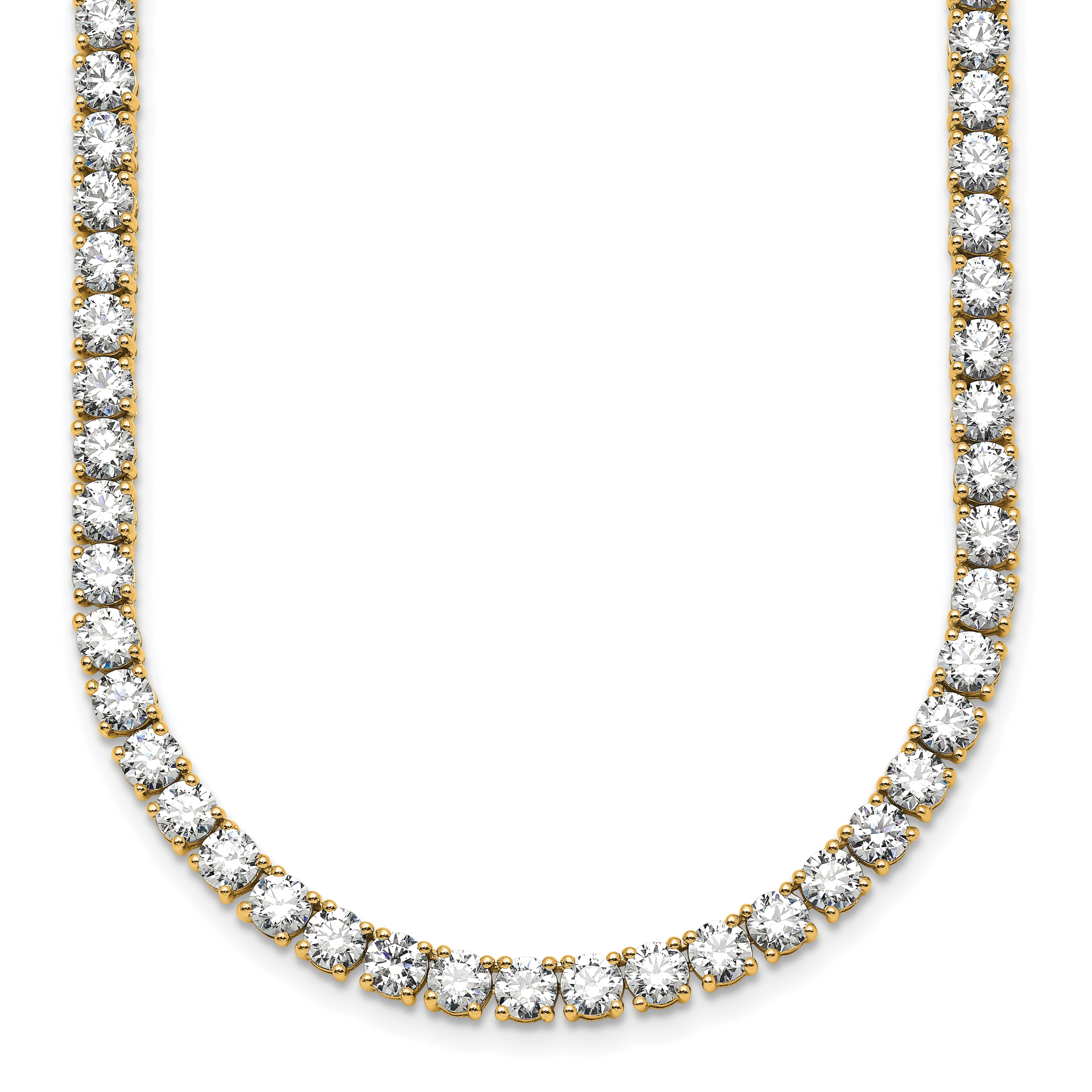 14k 30 1/2 carat Lab Grown Diamond VS/SI+ G+ Complete Round 20 inch Straight Tennis Necklace