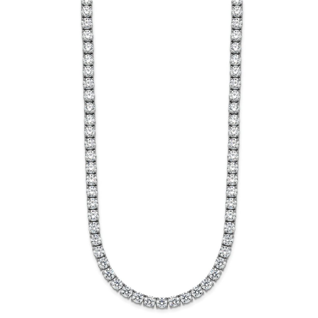 14k White Gold 42 7/8 carat Lab Grown Diamond VS+ F+ Complete Round 24 inch Straight Tennis Necklace