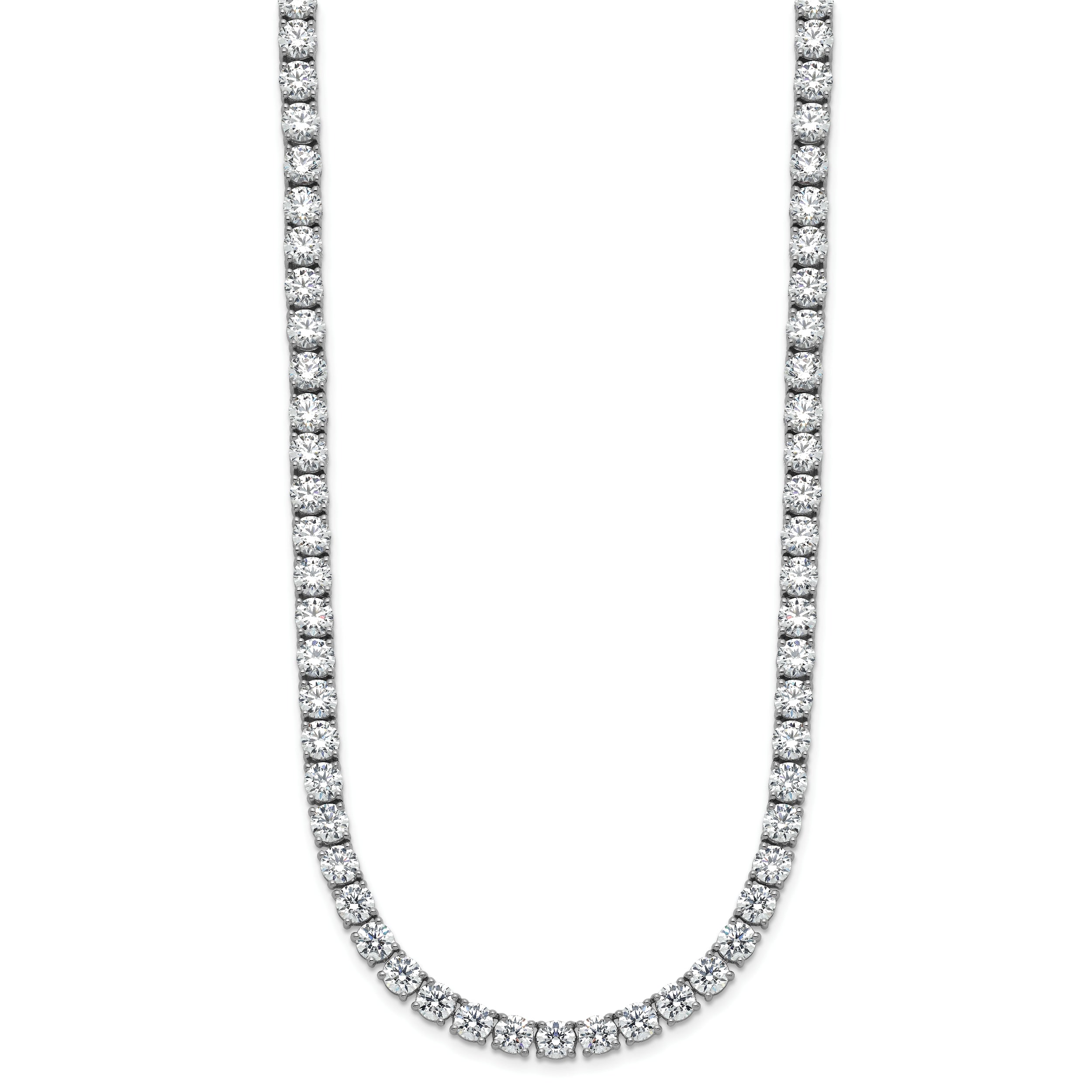 14k White Gold 36 carat Lab Grown Diamond VS/SI+ G+ Complete Round 20 inch Straight Tennis Necklace