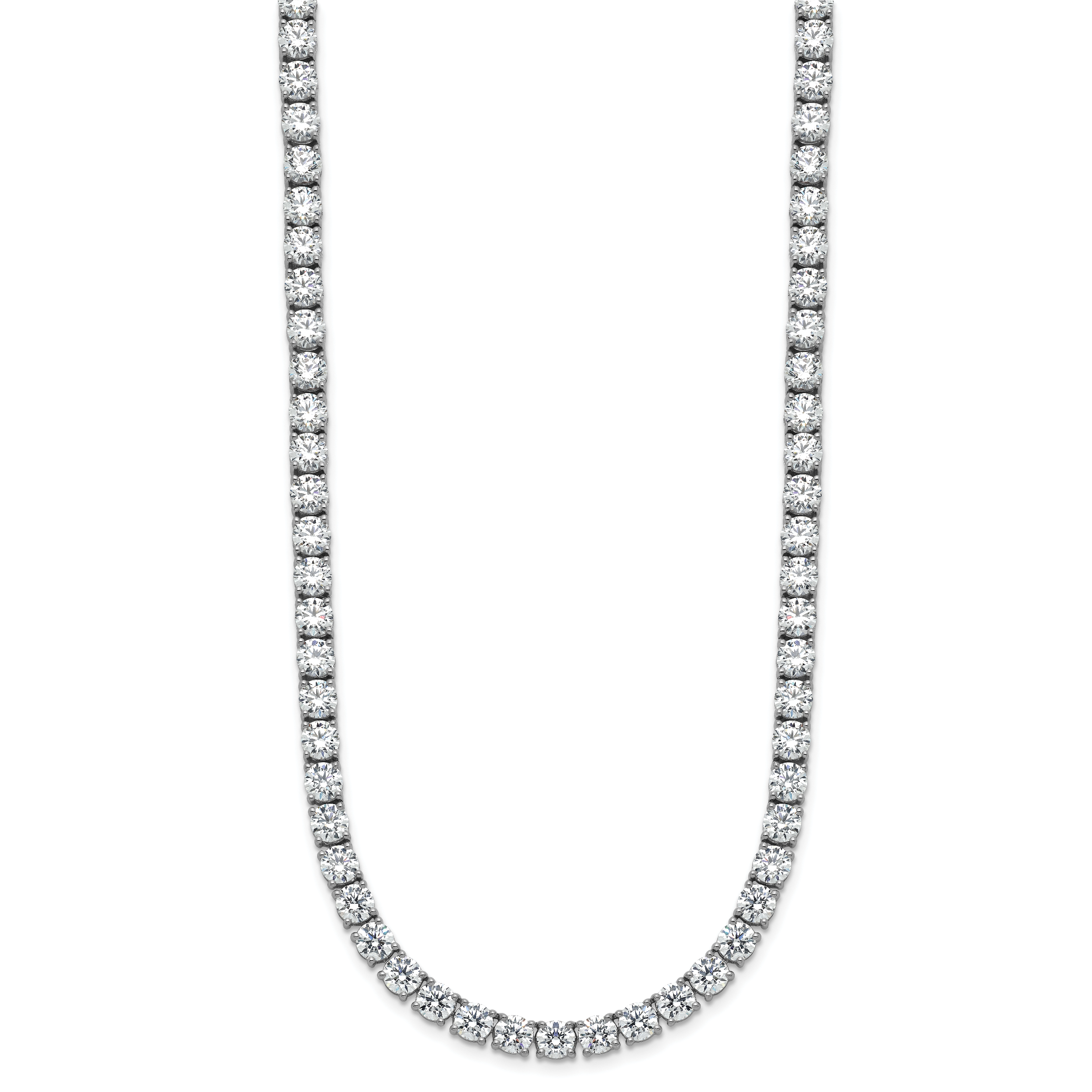 14k White Gold 36 carat Lab Grown Diamond VS+ F+ Complete Round 20 inch Straight Tennis Necklace
