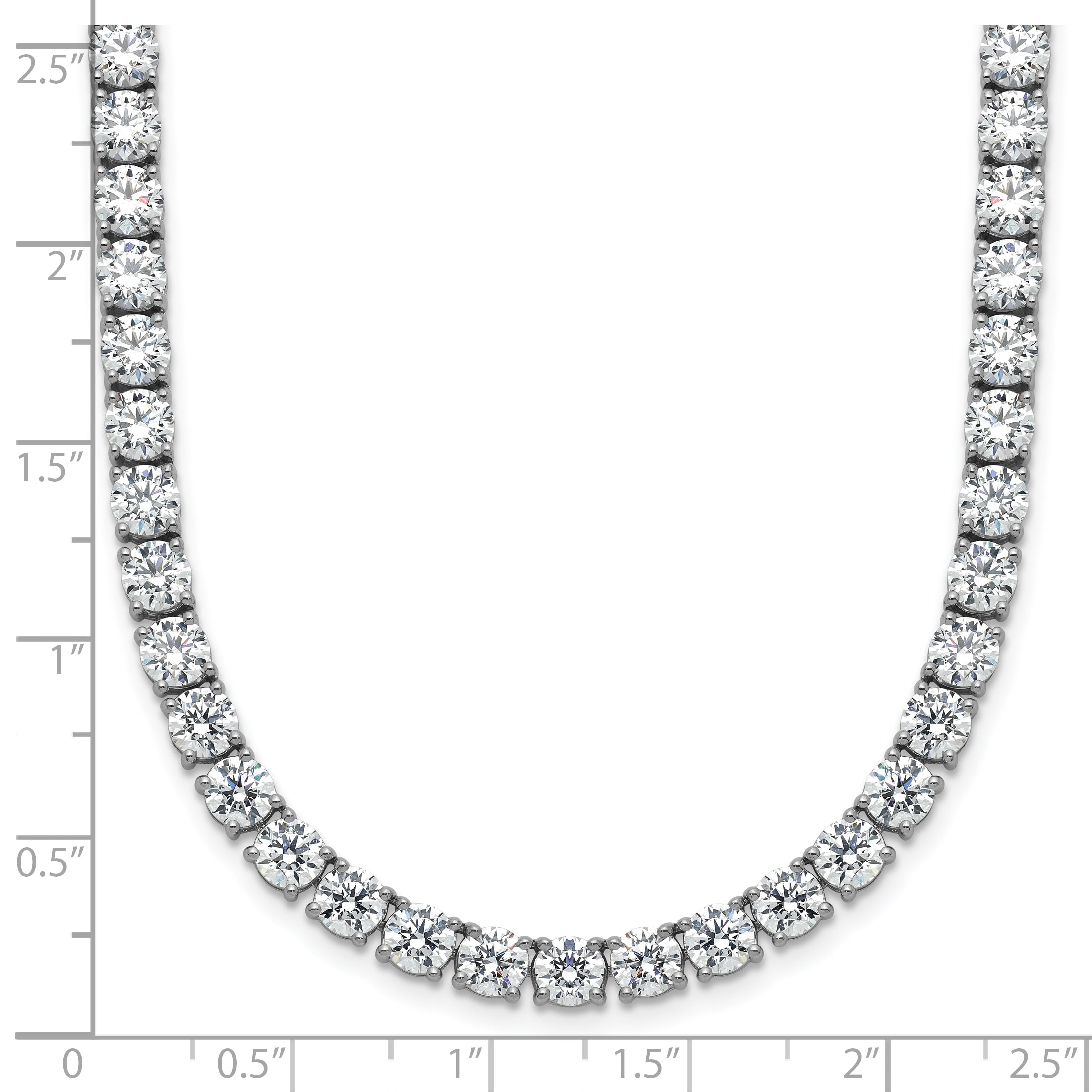 14k White Gold 42 7/8 carat Lab Grown Diamond VS/SI+ G+ Complete Round 24 inch Straight Tennis Necklace