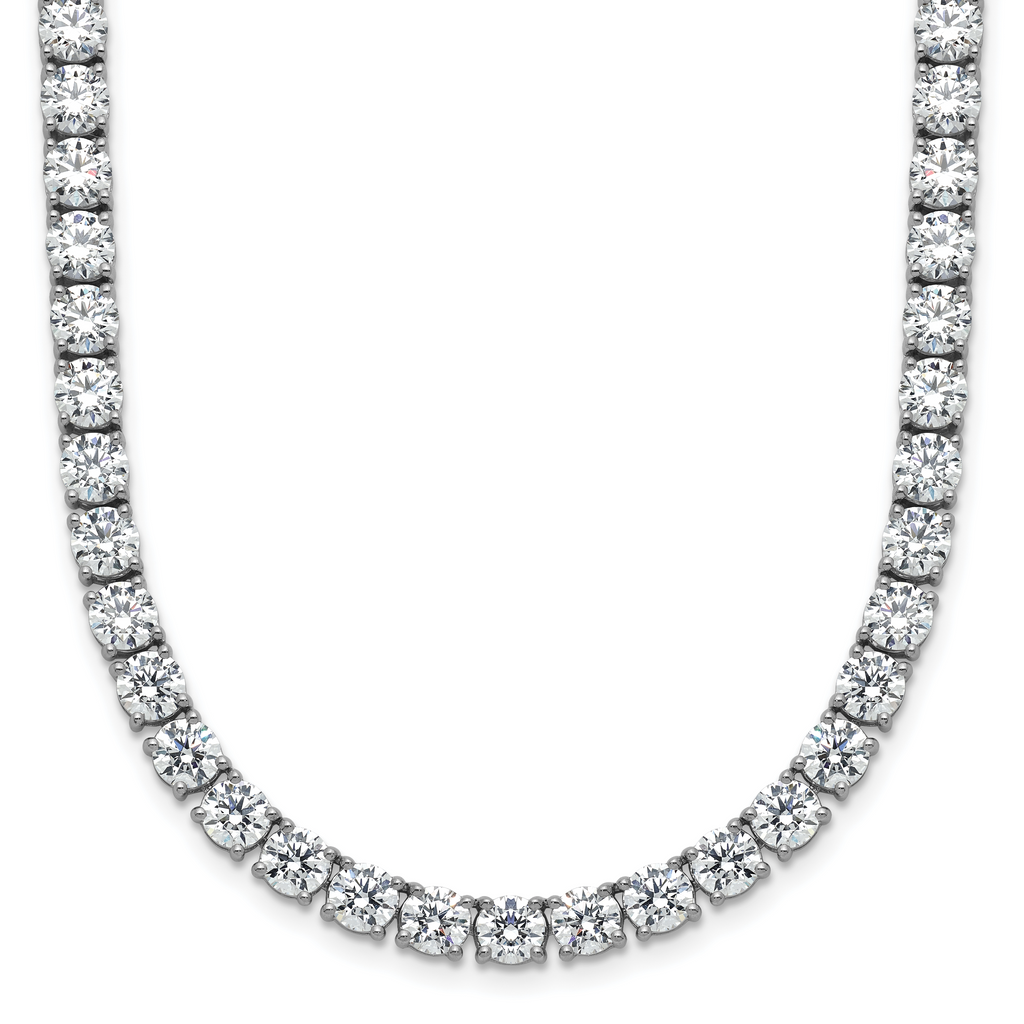 14k White Gold 39 3/4 carat Lab Grown Diamond VS+ F+ Complete Round 22 inch Straight Tennis Necklace