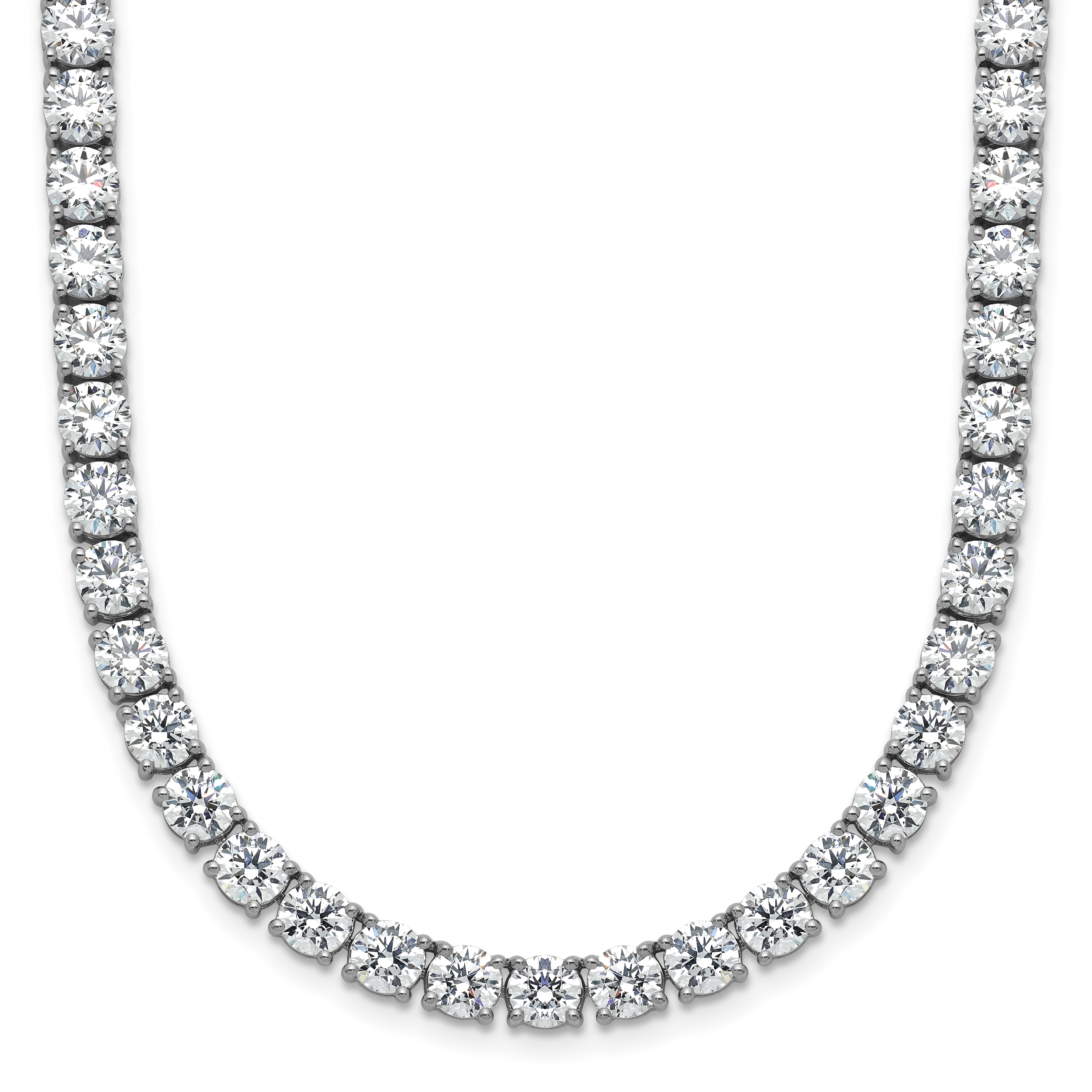 14k White Gold 39 3/4 carat Lab Grown Diamond VS+ F+ Complete Round 22 inch Straight Tennis Necklace